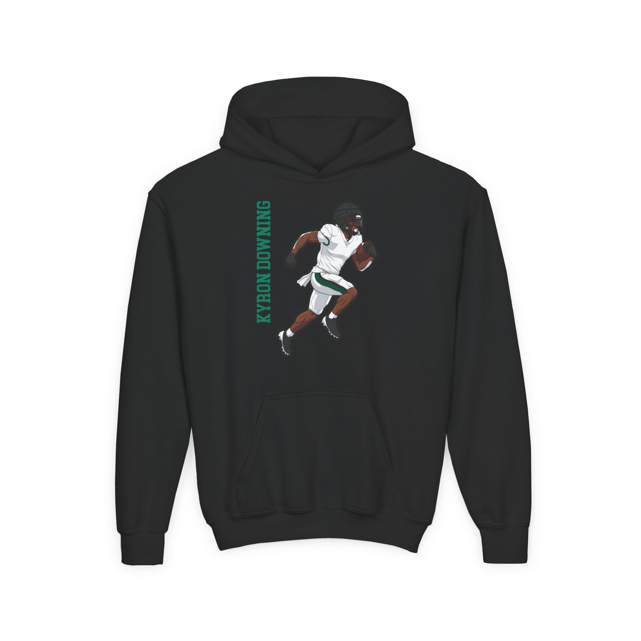 Youth Hoodie — character_name_vertical in Black