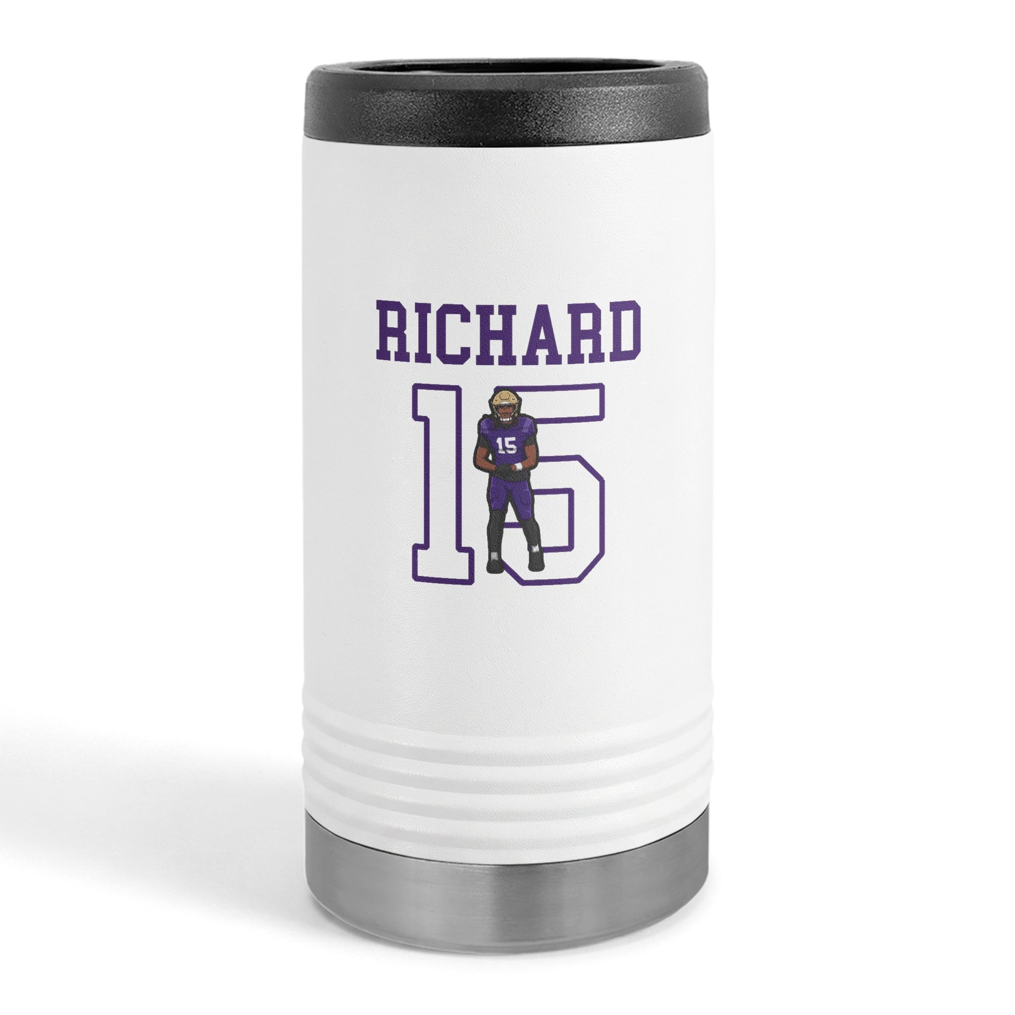 Slim Stainless Can Cooler — character_shirsey in White
