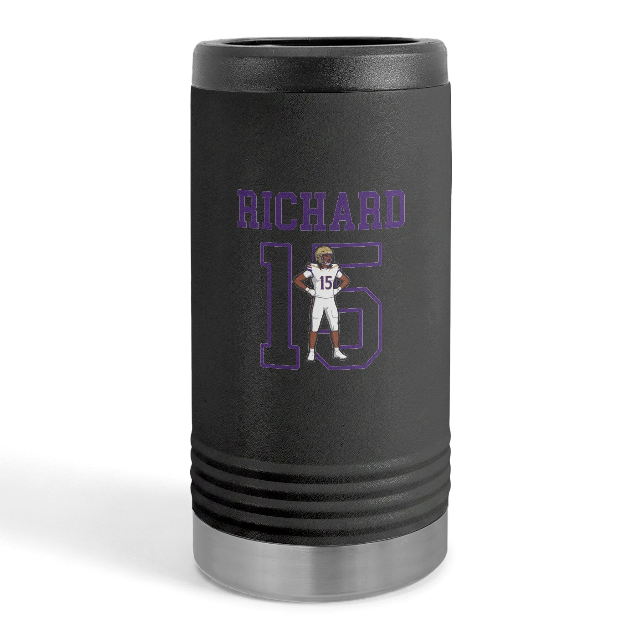 Slim Stainless Can Cooler — character_shirsey in Black