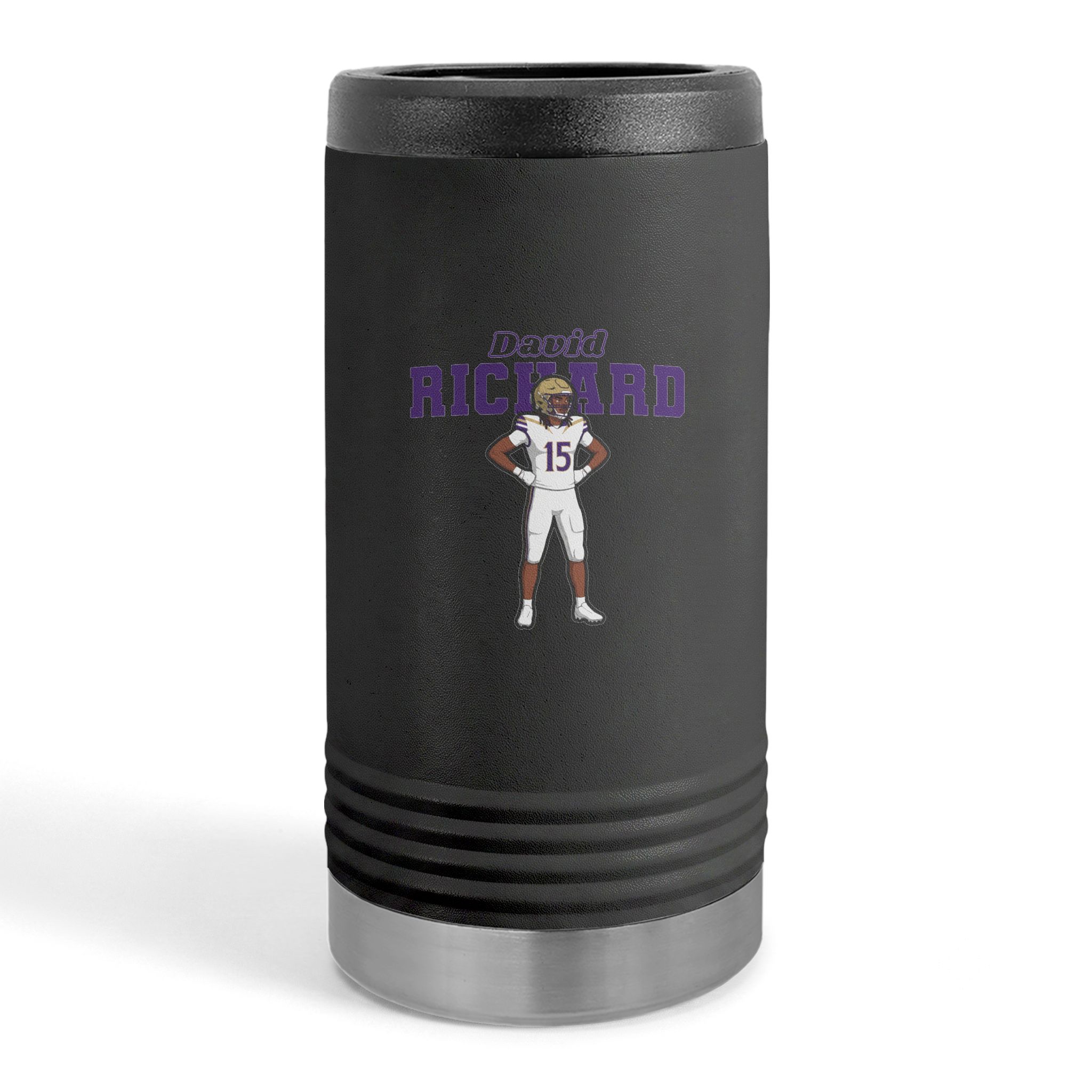 Slim Stainless Can Cooler — character_name_arch in Black