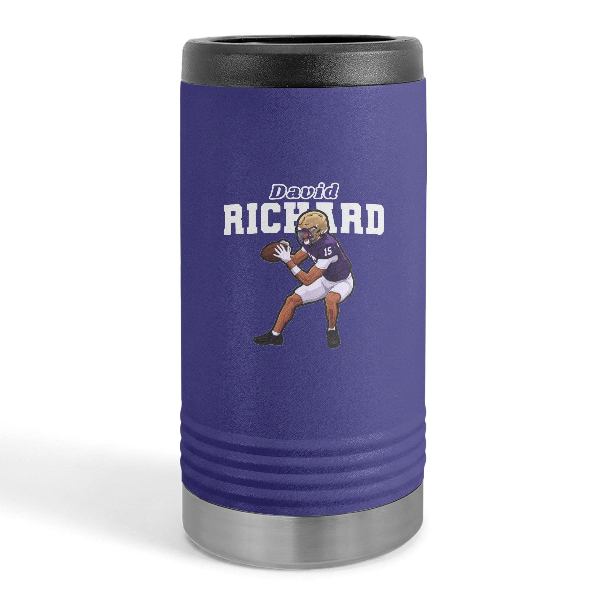 Slim Stainless Can Cooler — character_name_arch in Purple