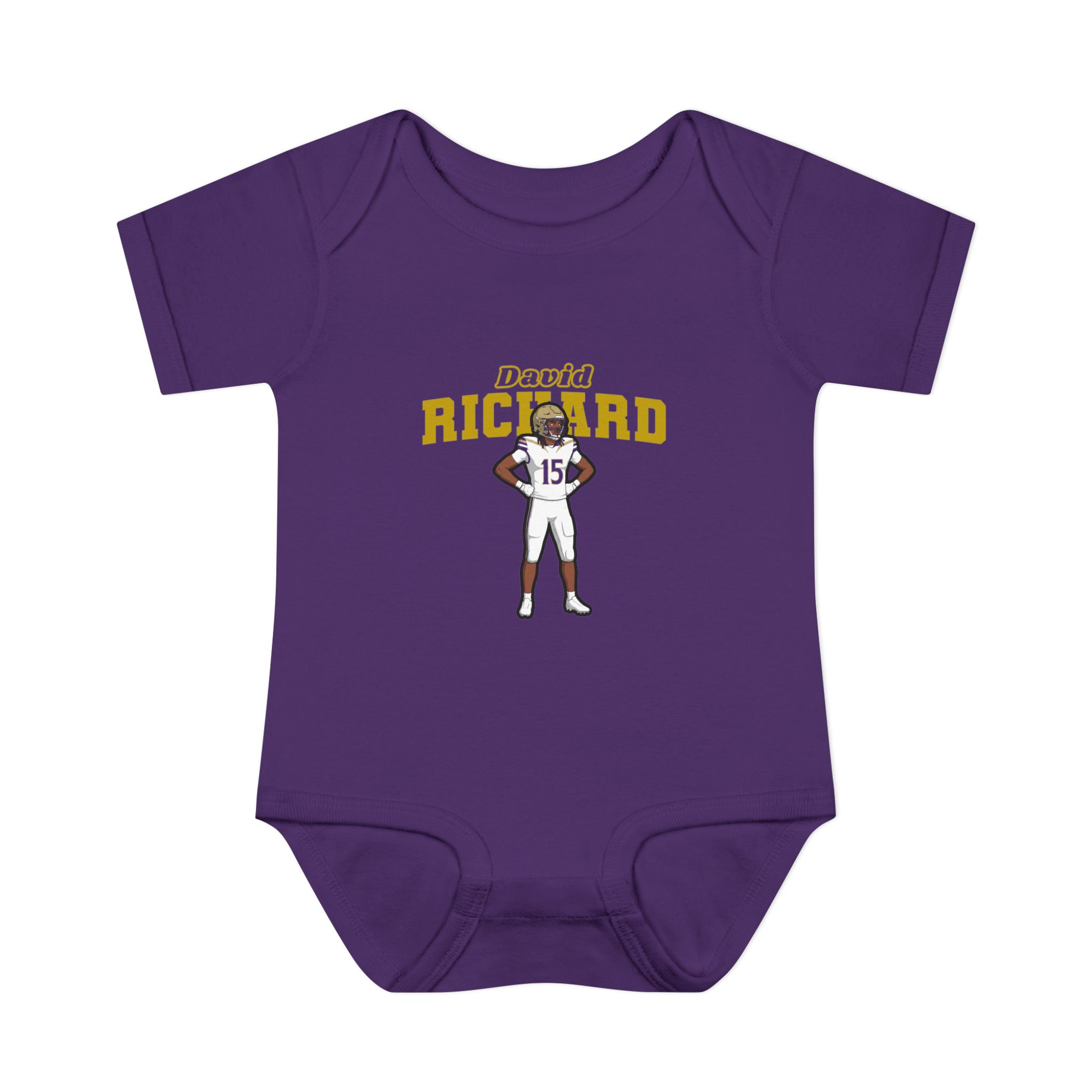 Baby Onesie — character_name_arch in Purple