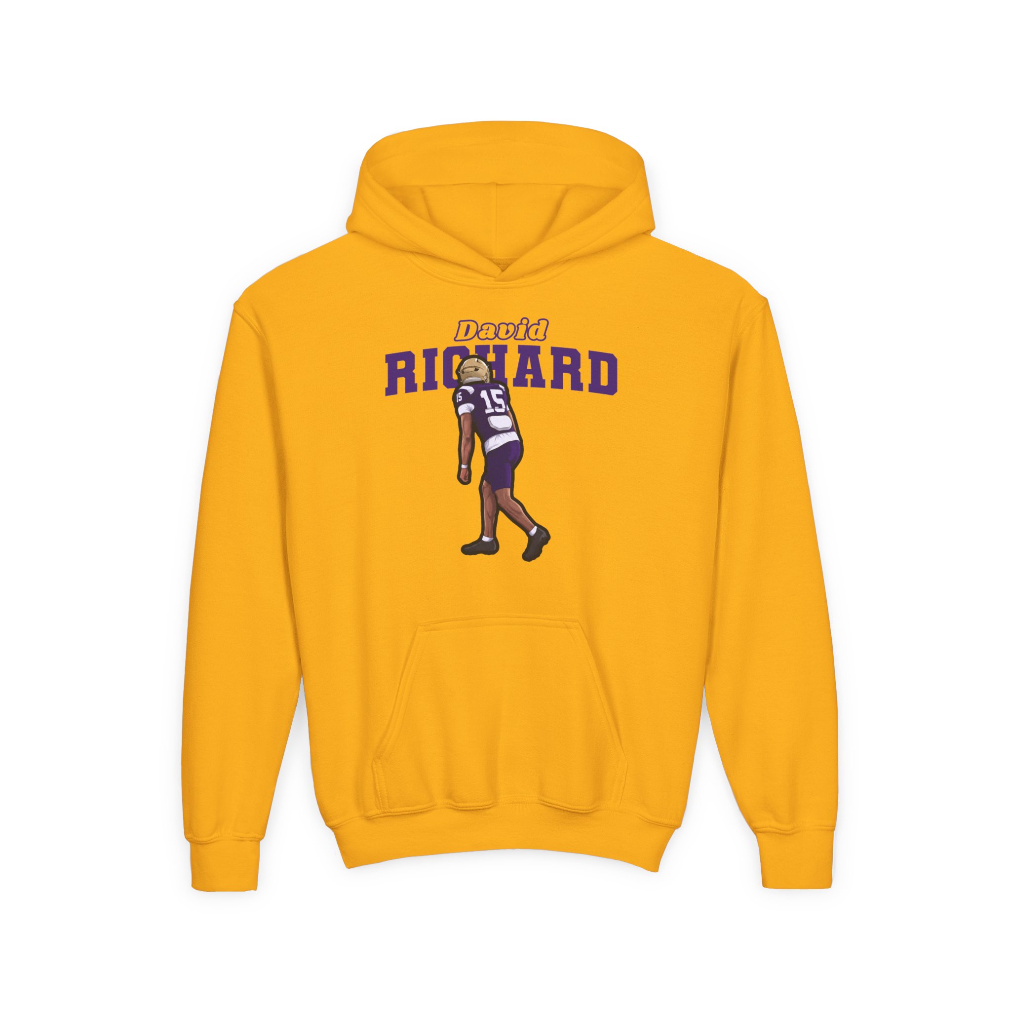 Youth Hoodie — character_name_arch in Gold