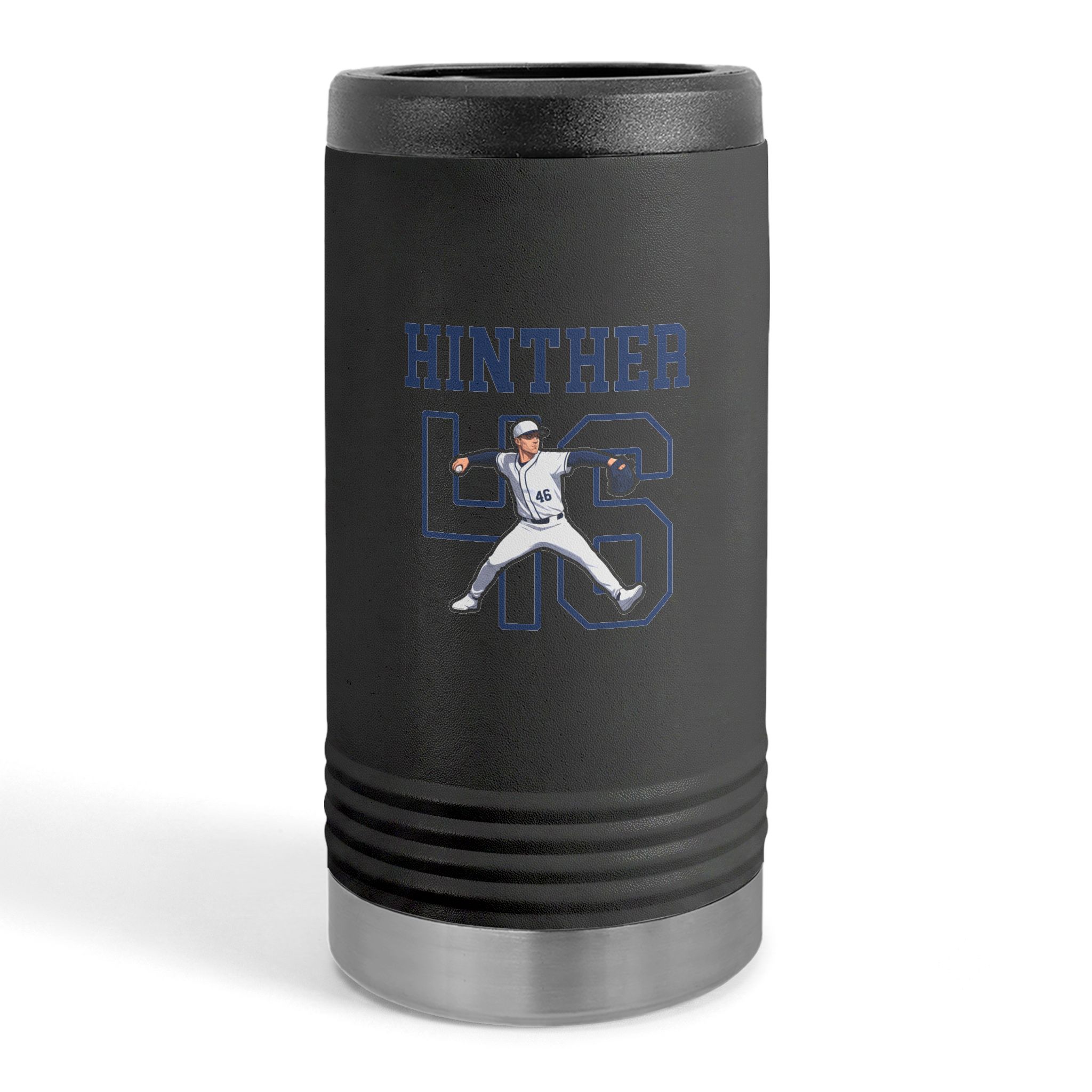 Slim Stainless Can Cooler — character_shirsey in Black