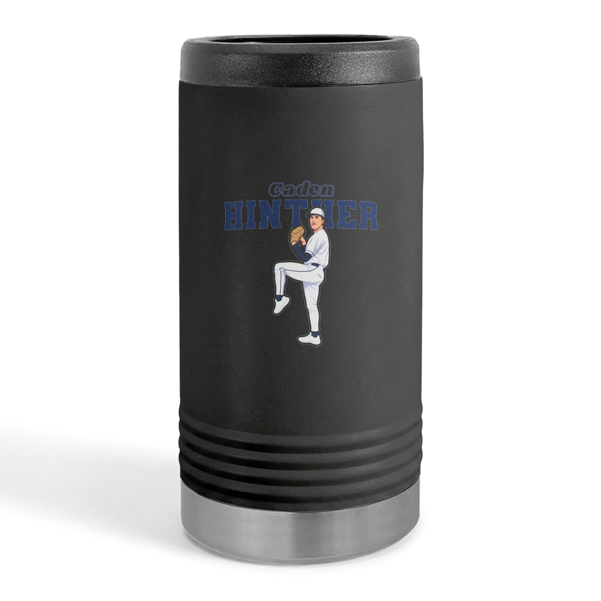 Slim Stainless Can Cooler — character_name_arch in Black
