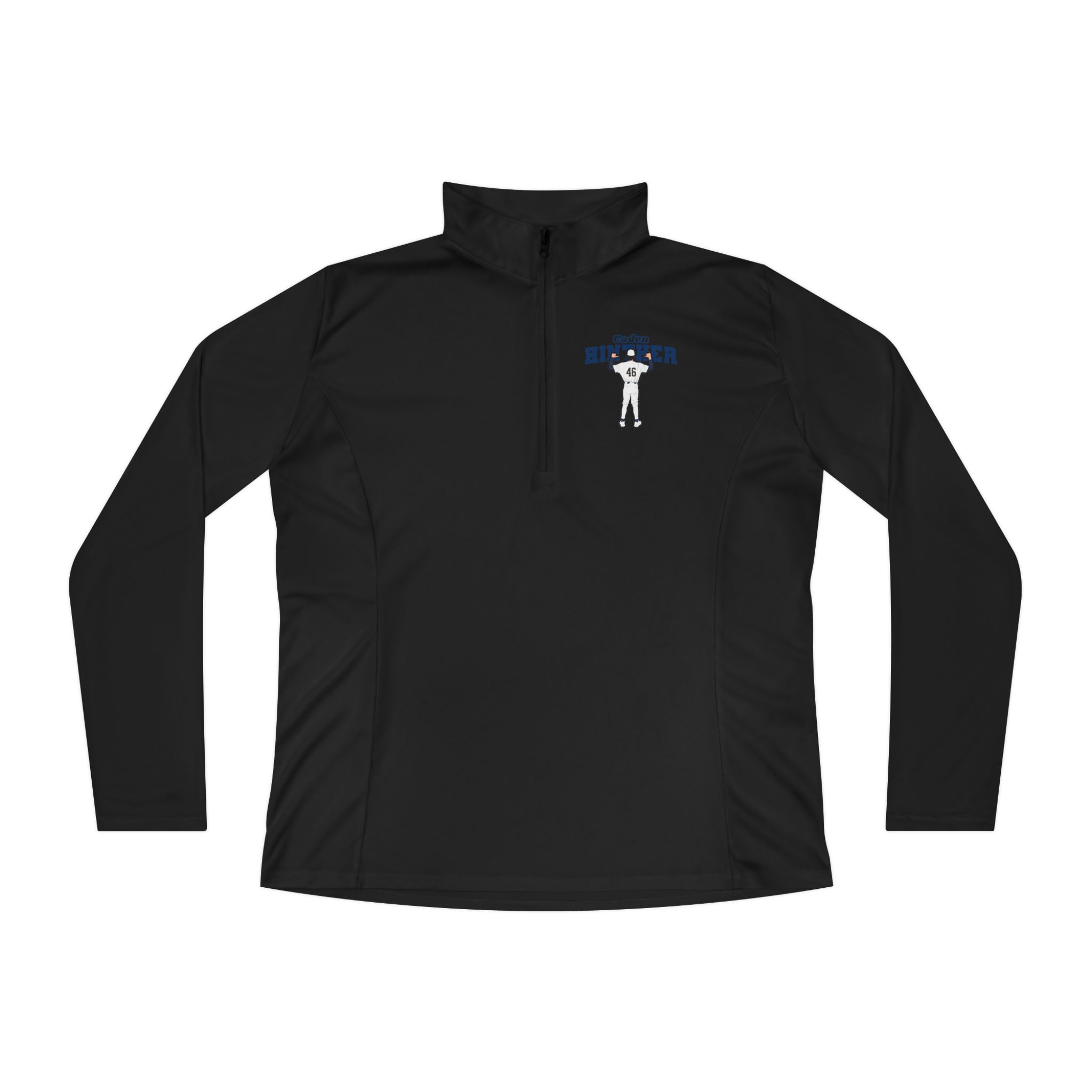 Women's Q-Zip Pullover — character_name_arch in Black
