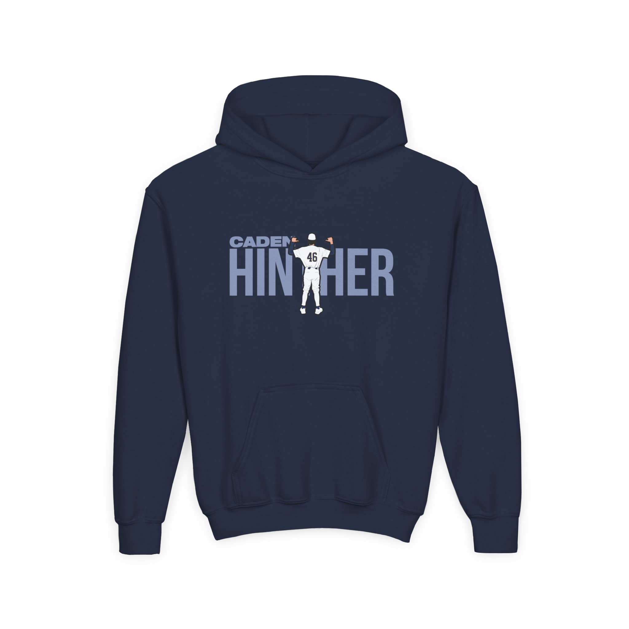 Youth Hoodie — character_player_name in Navy