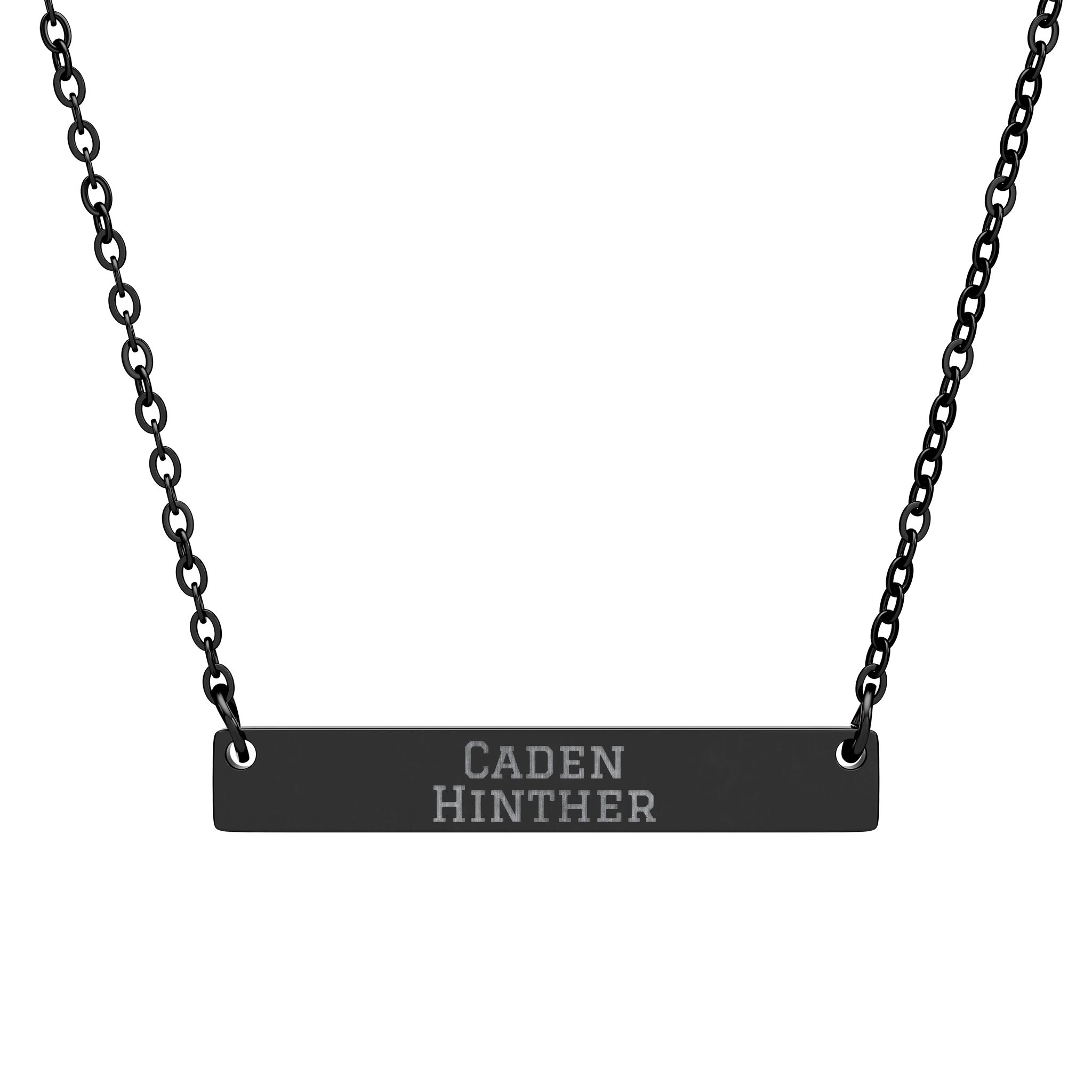 Engraved Bar Necklace — Classic in Black