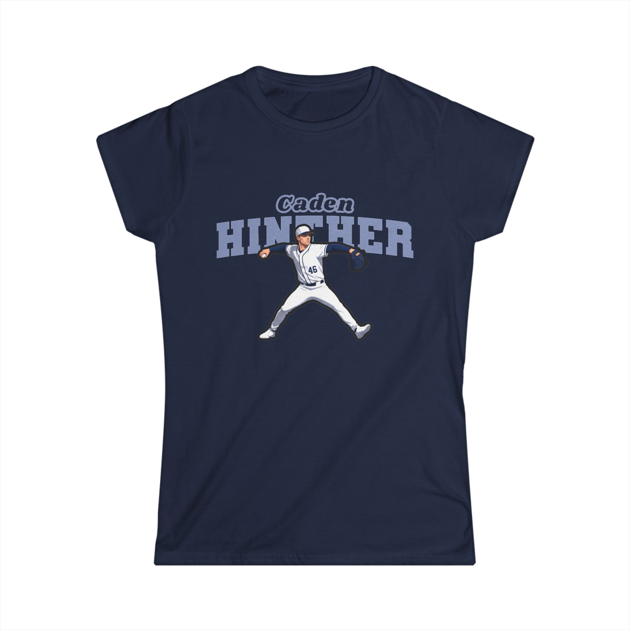 Women's Softstyle Tee — character_name_arch in Navy