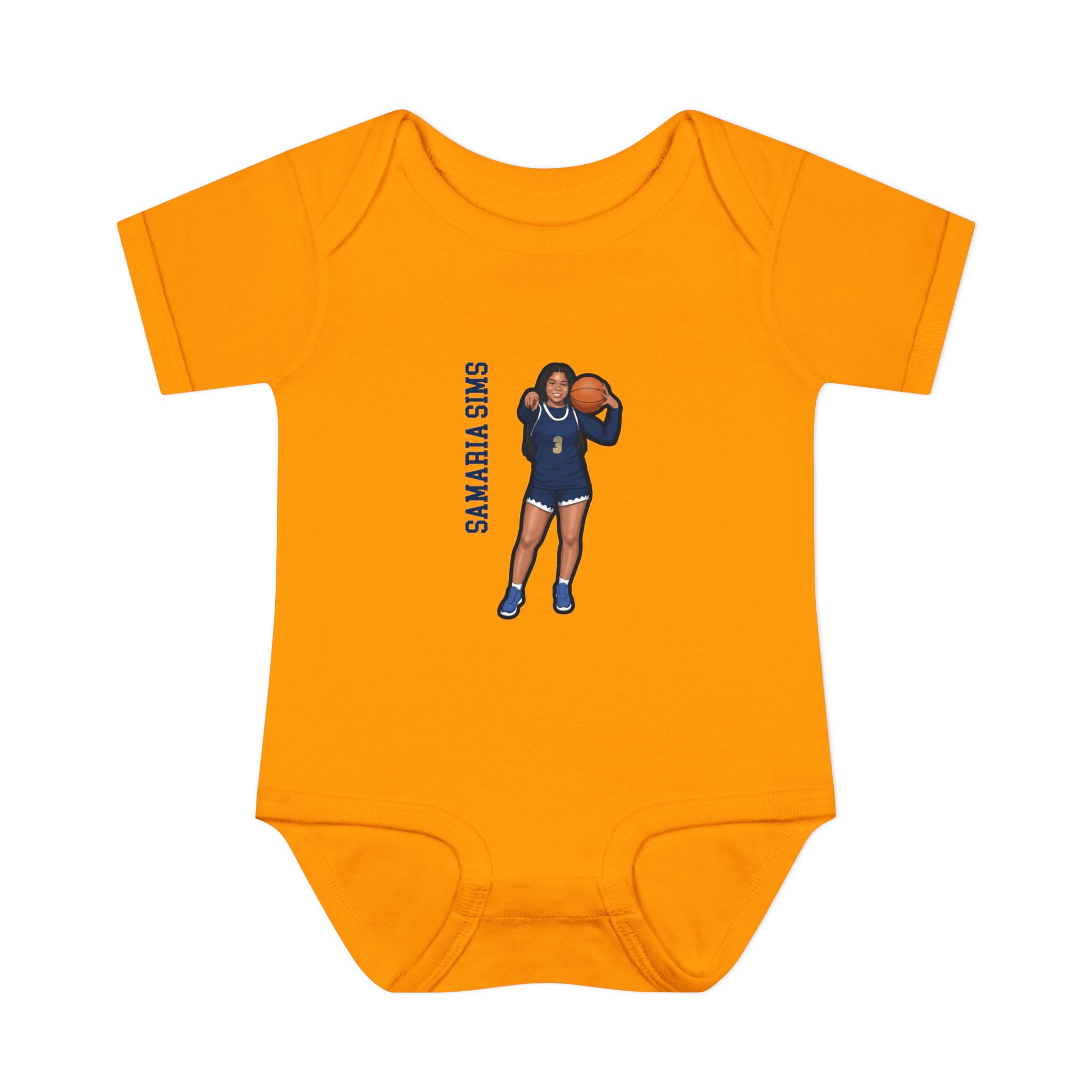 Baby Onesie — character_name_vertical in Gold