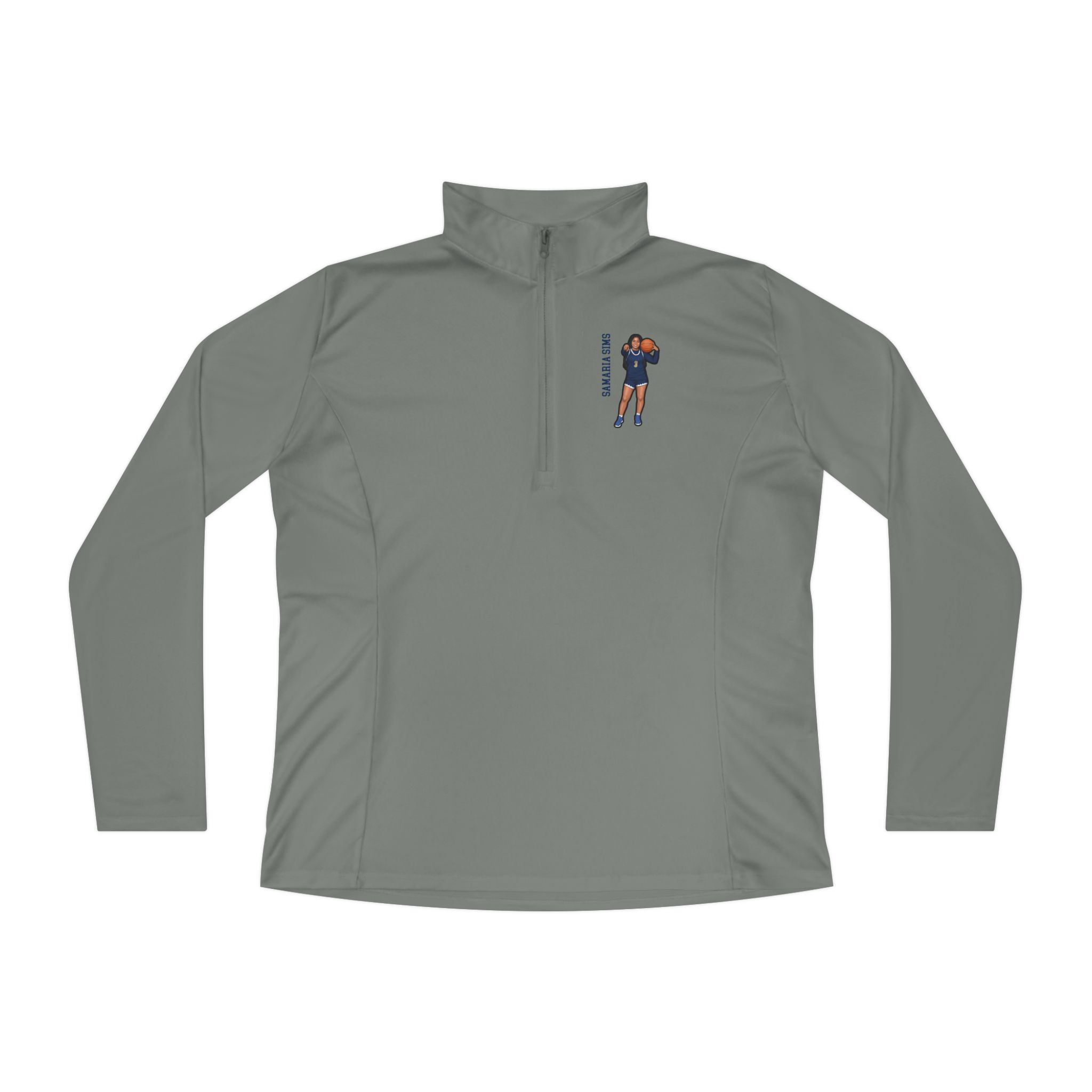 Women's Q-Zip Pullover — character_name_vertical in Grey