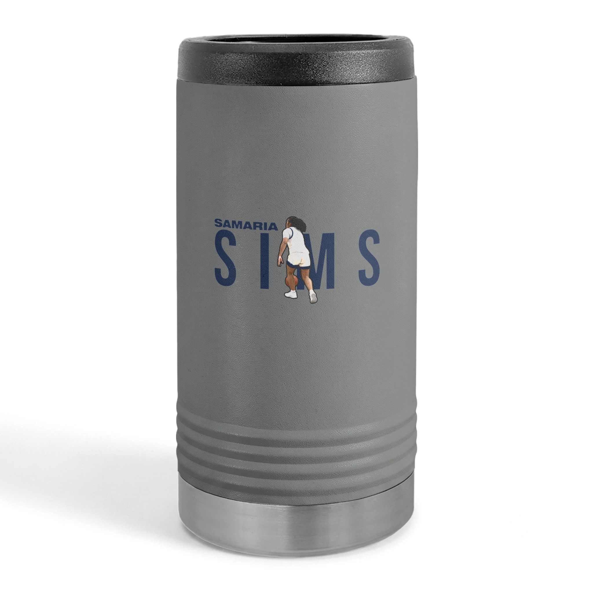 Slim Stainless Can Cooler — character_player_name in Grey