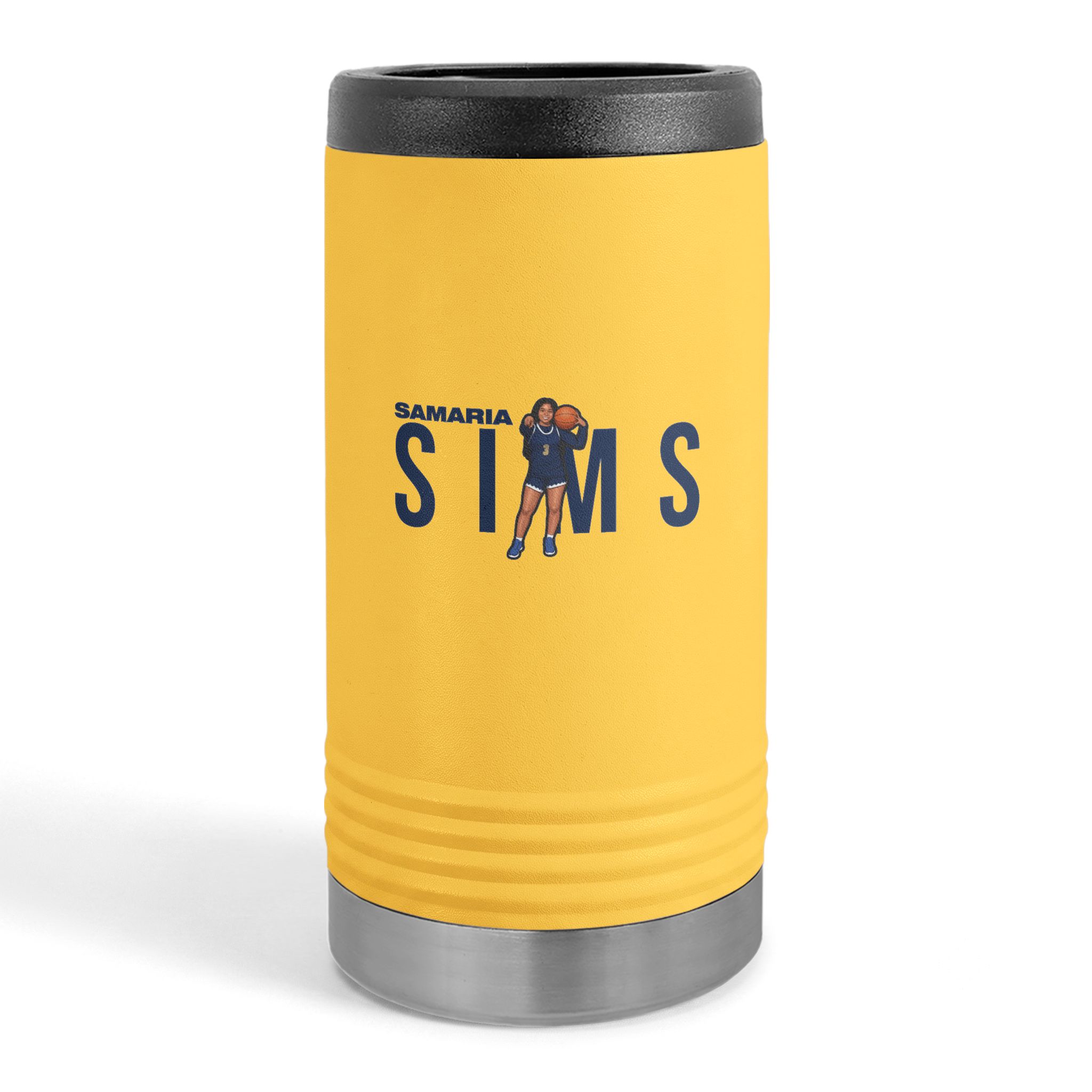 Slim Stainless Can Cooler — character_player_name in Yellow