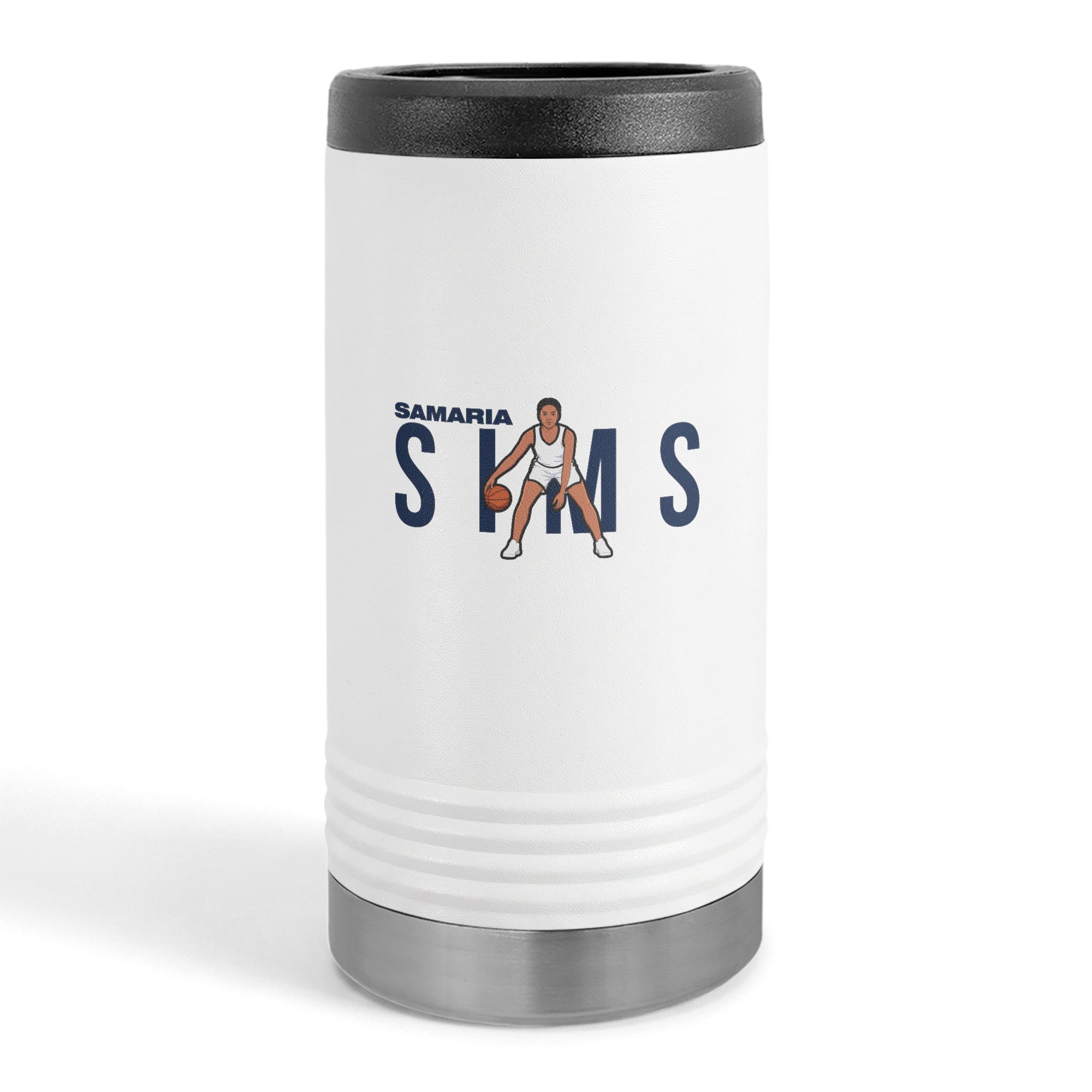 Slim Stainless Can Cooler — character_player_name in White