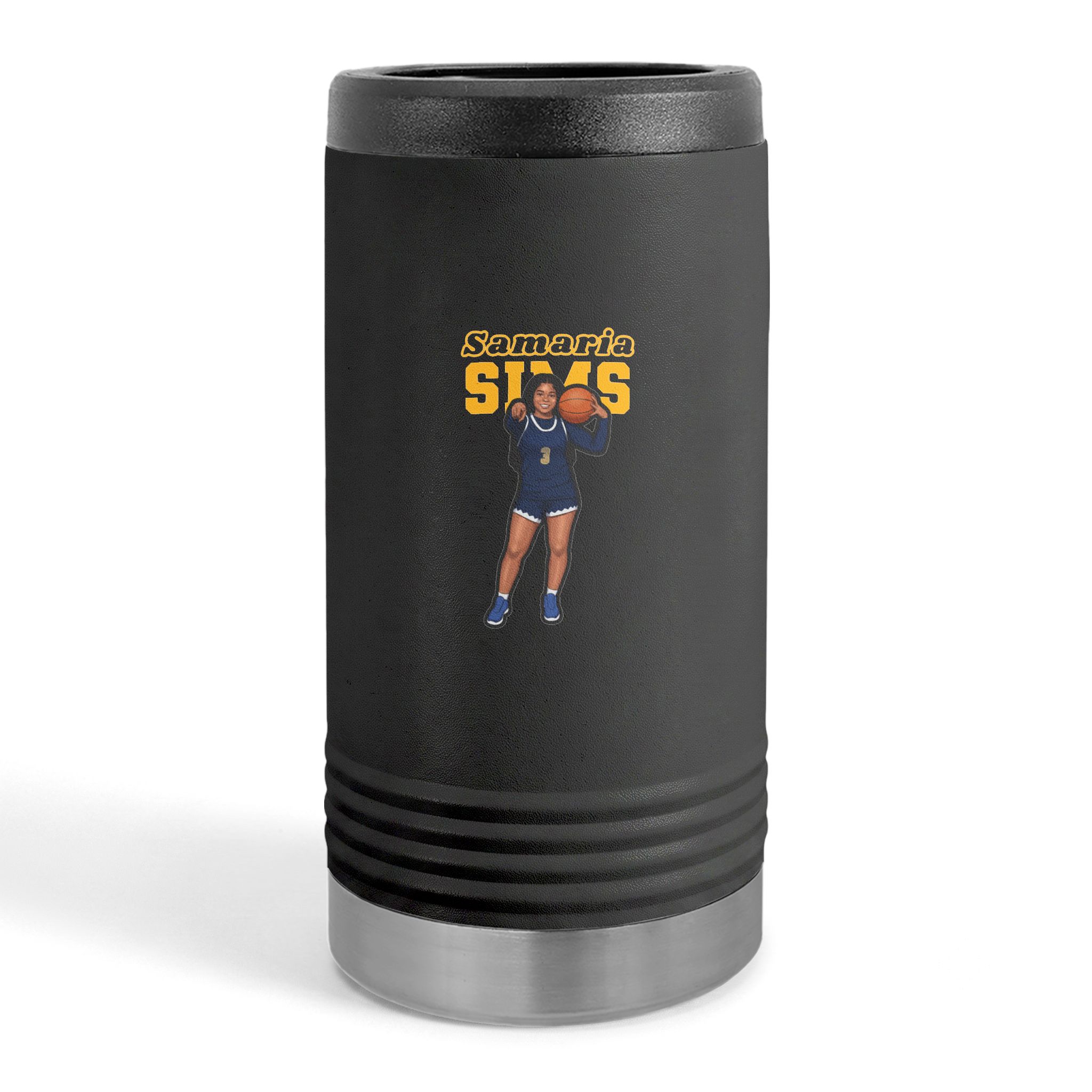 Slim Stainless Can Cooler — character_name_arch in Black