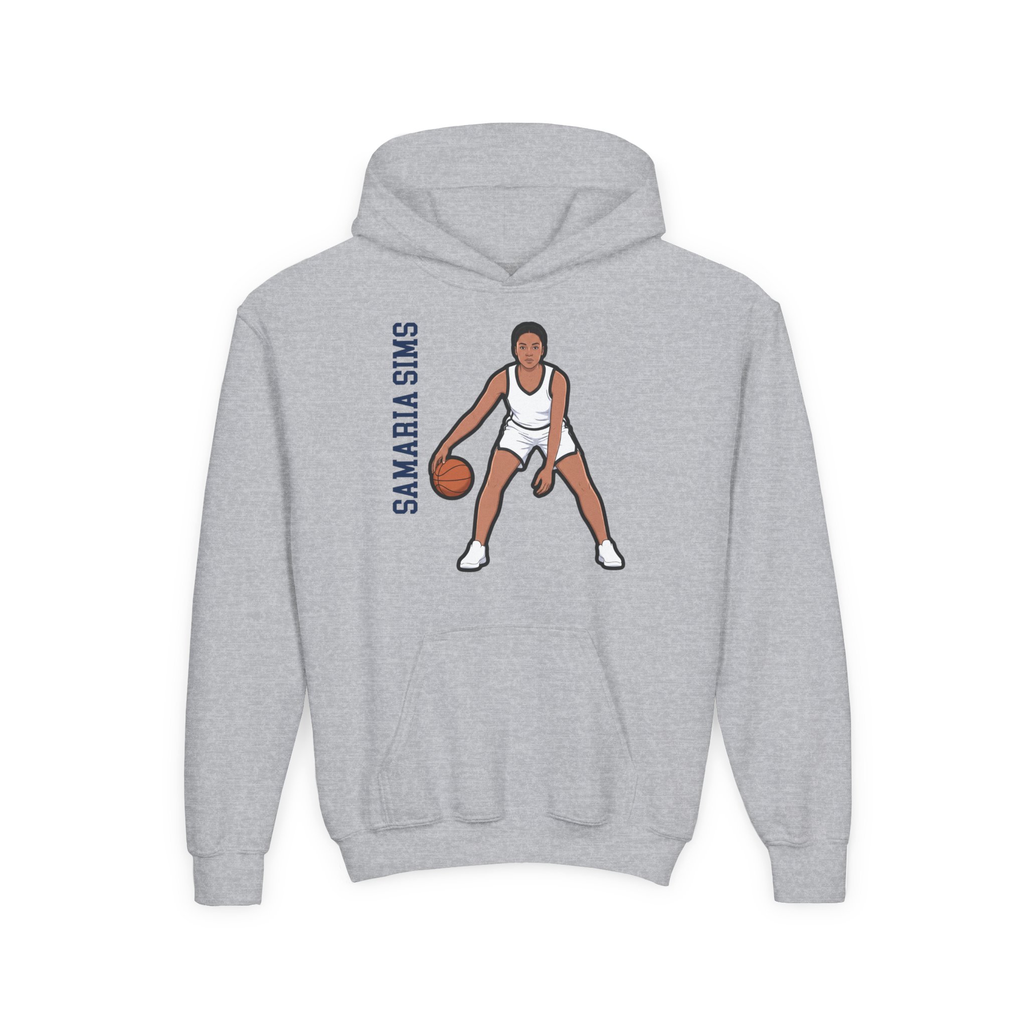 Youth Hoodie — character_name_vertical in Grey