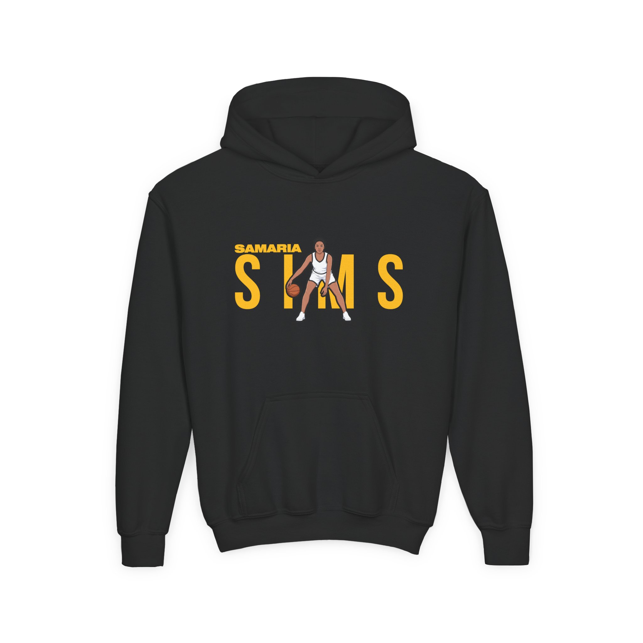 Youth Hoodie — character_player_name in Black