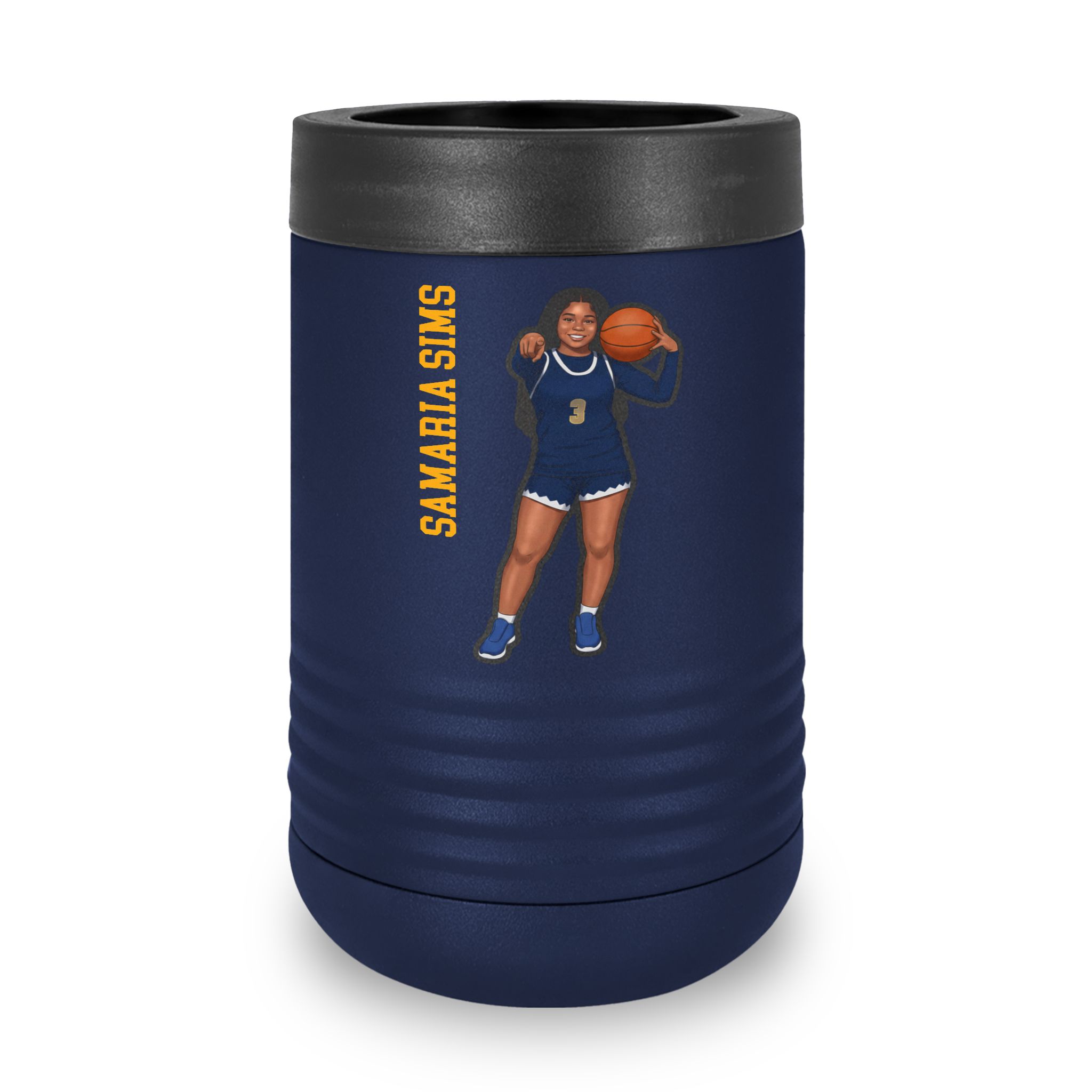 Stainless Can Cooler — character_name_vertical in Navy