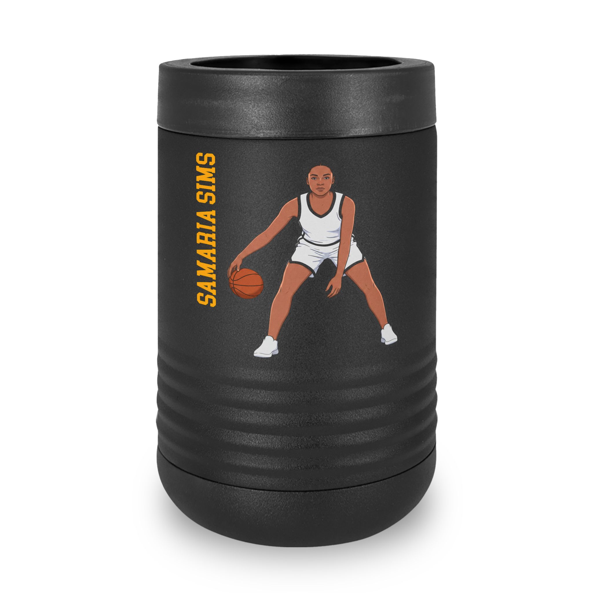Stainless Can Cooler — character_name_vertical in Black