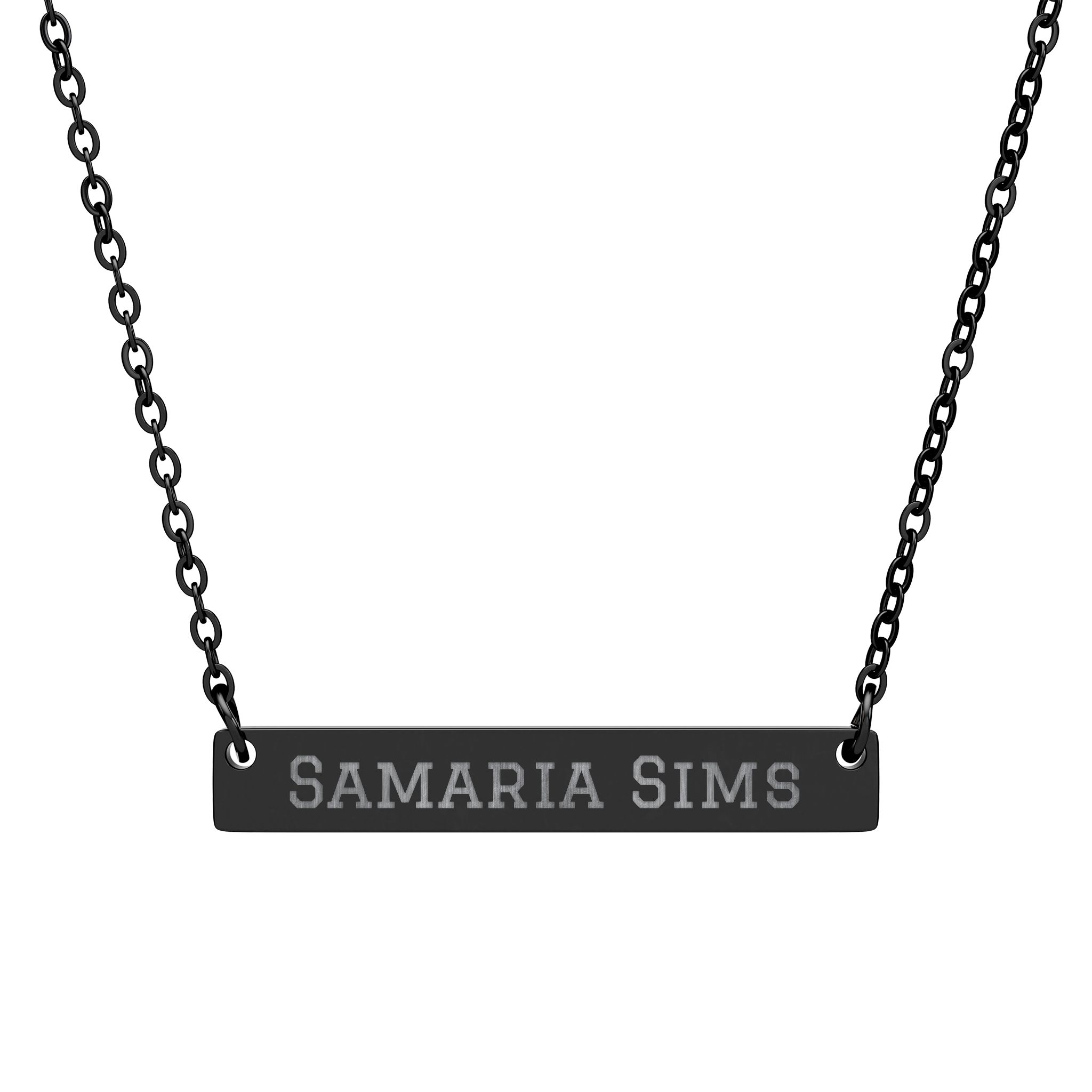 Engraved Bar Necklace — Classic in Black