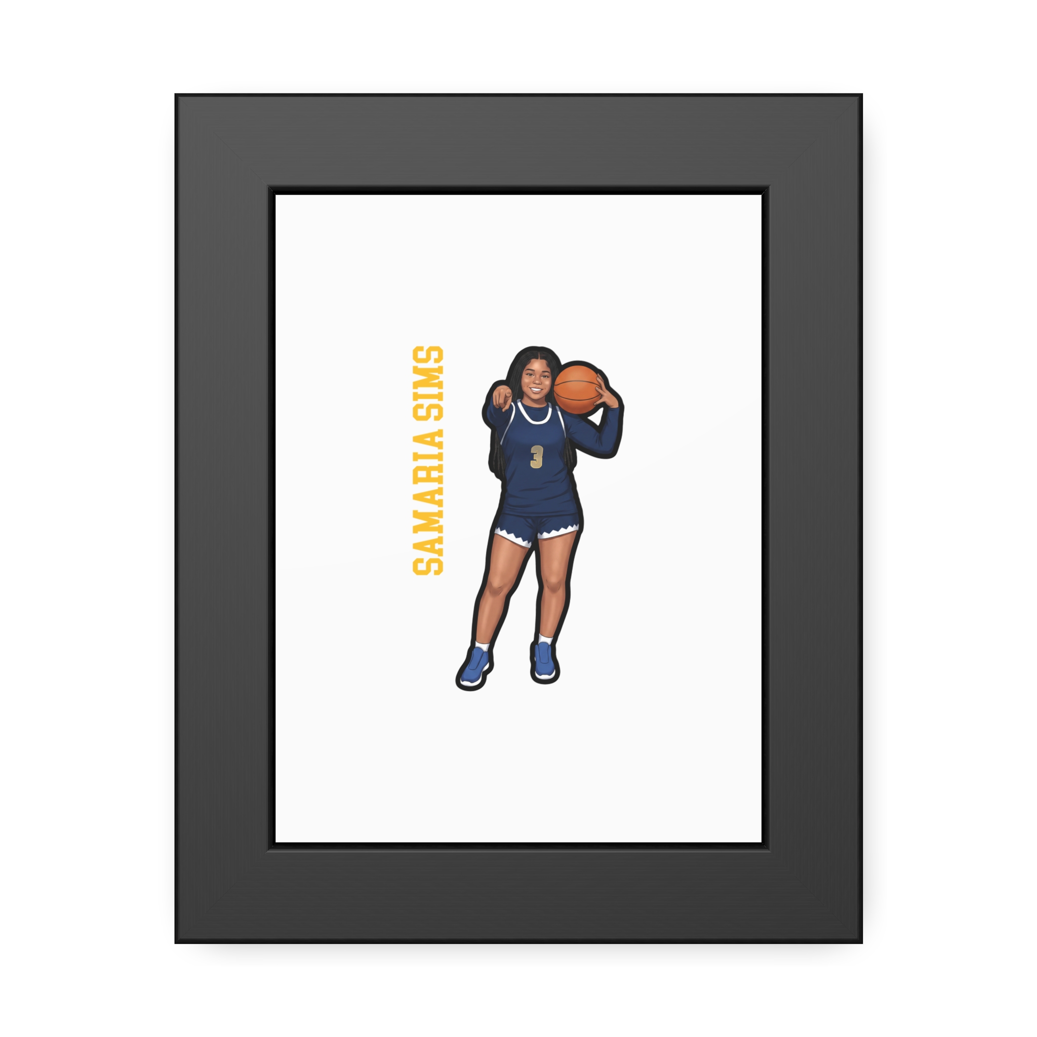 Framed Poster — character_name_vertical in Black
