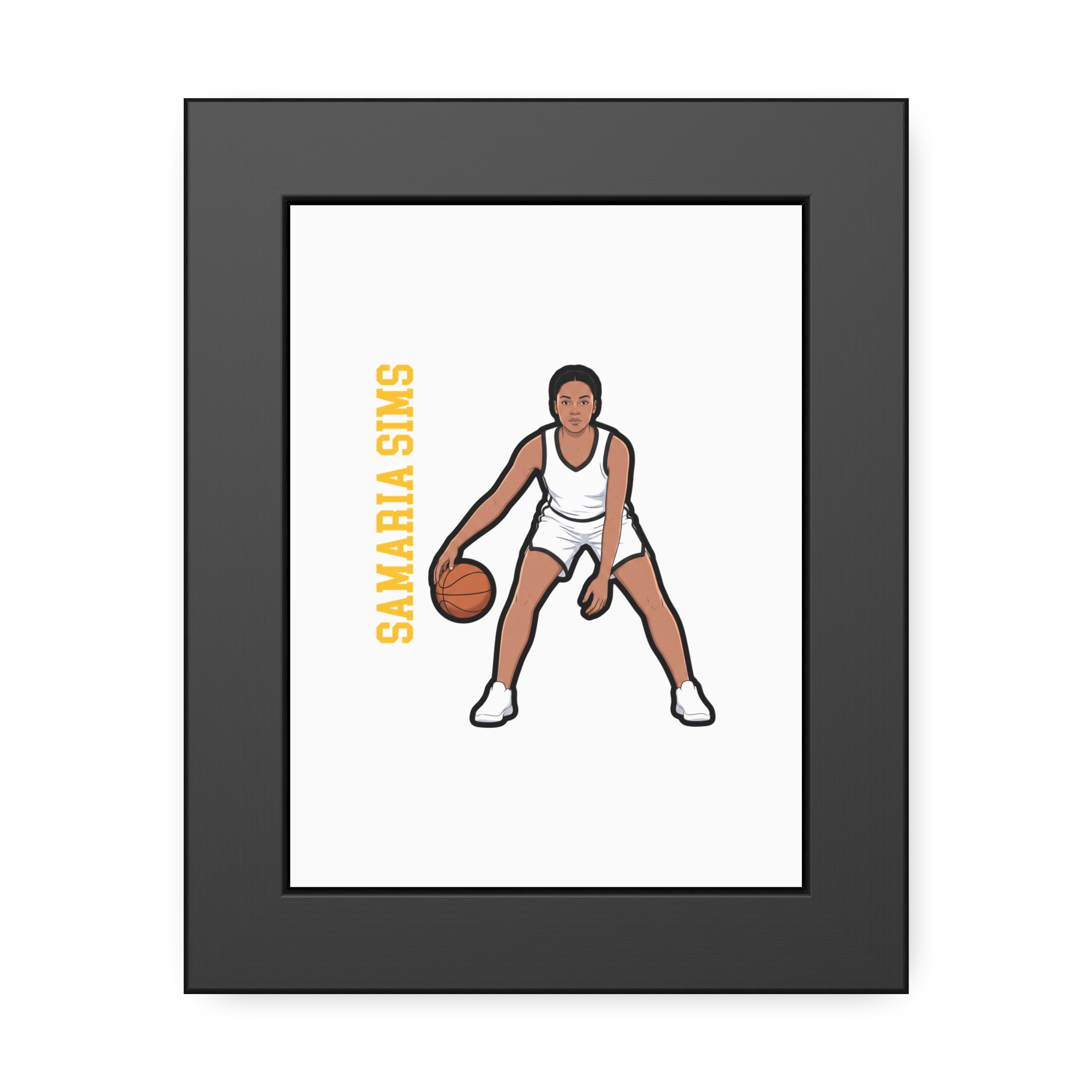 Framed Poster — character_name_vertical in Black