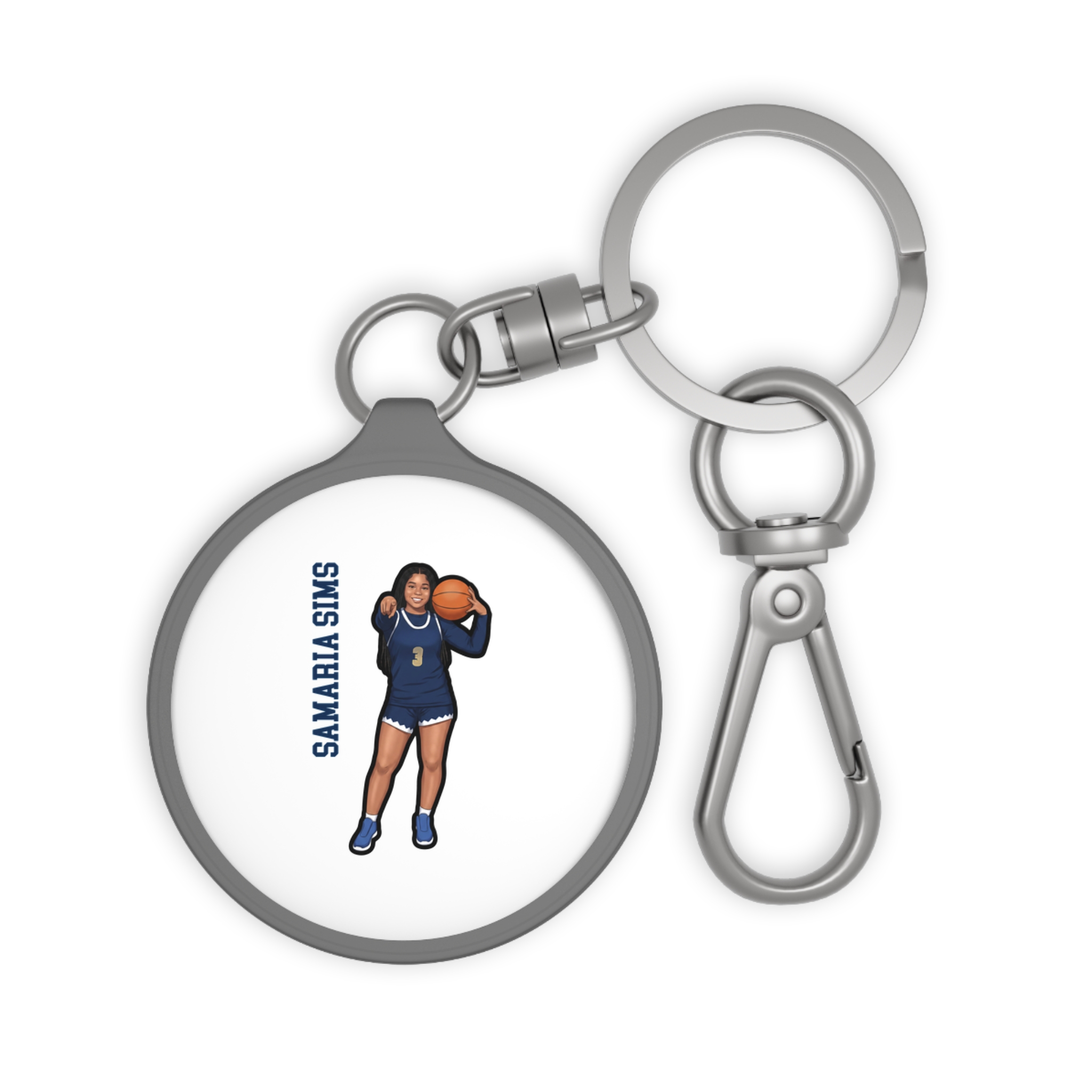 Keychain — character_name_vertical in Grey