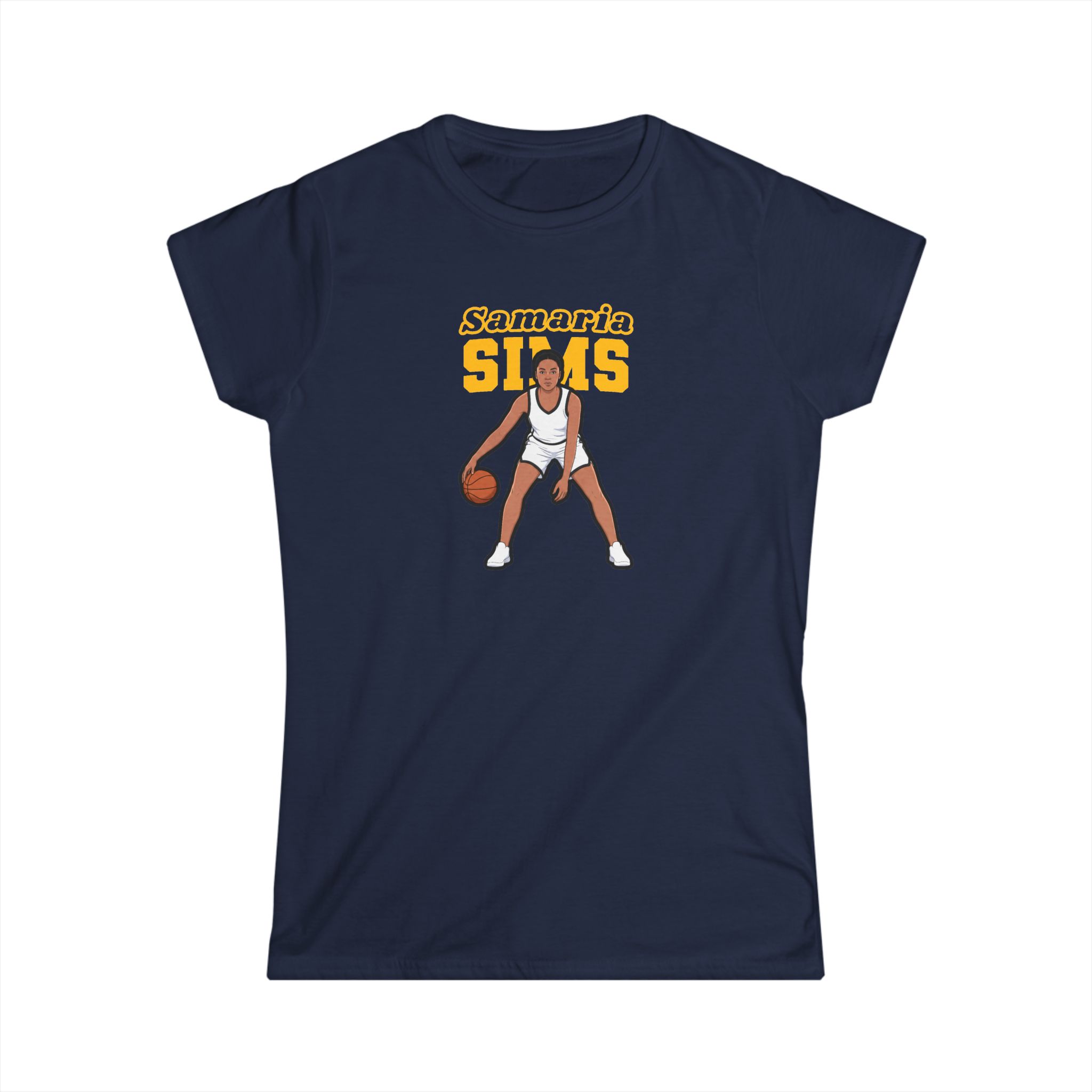 Women's Softstyle Tee — character_name_arch in Navy