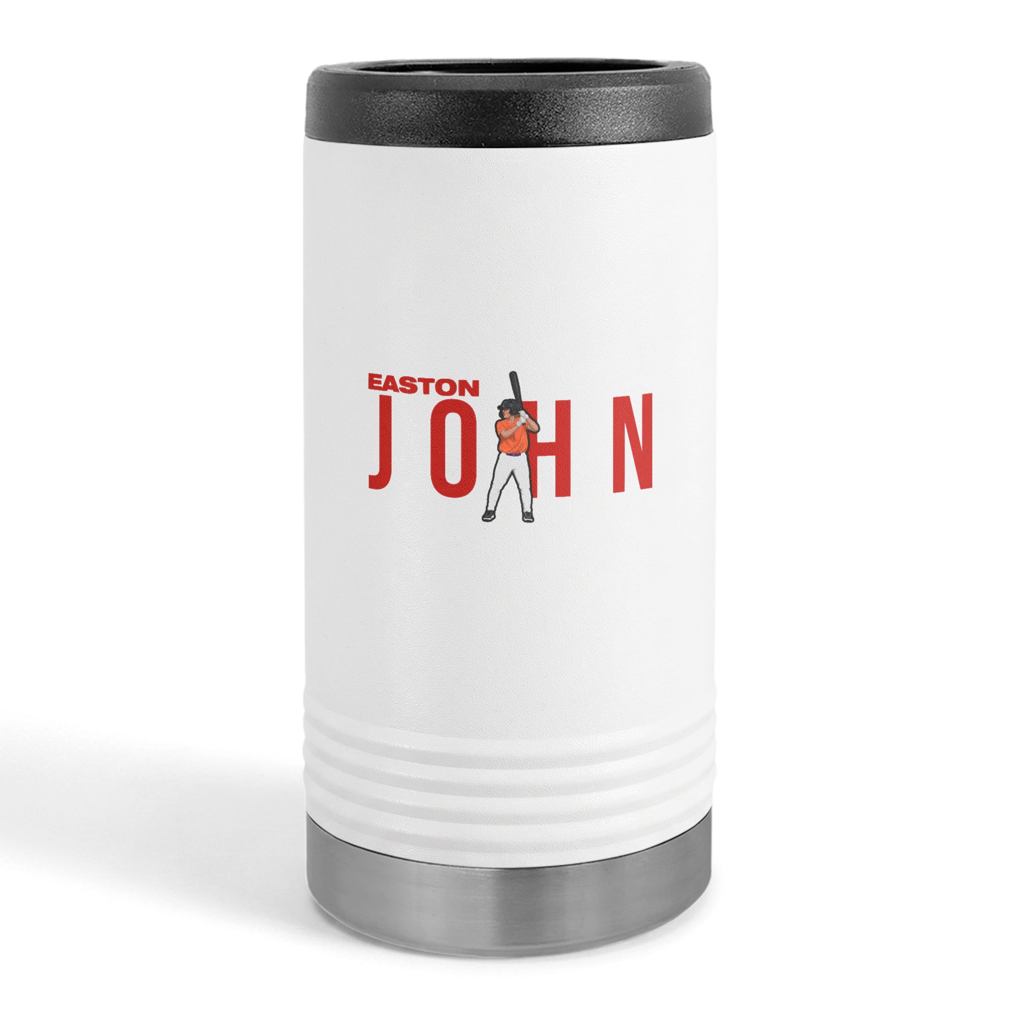 Slim Stainless Can Cooler — character_player_name in White