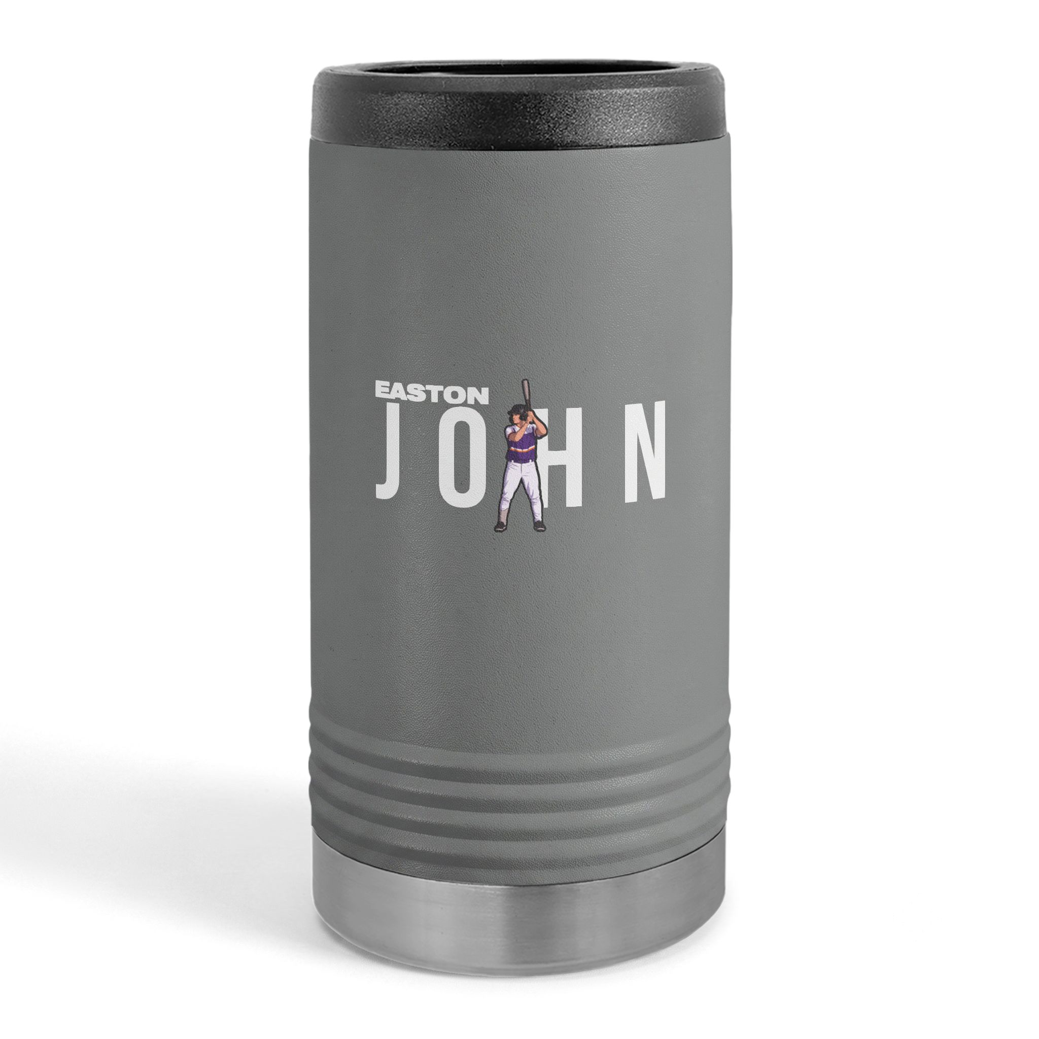 Slim Stainless Can Cooler — character_player_name in Grey