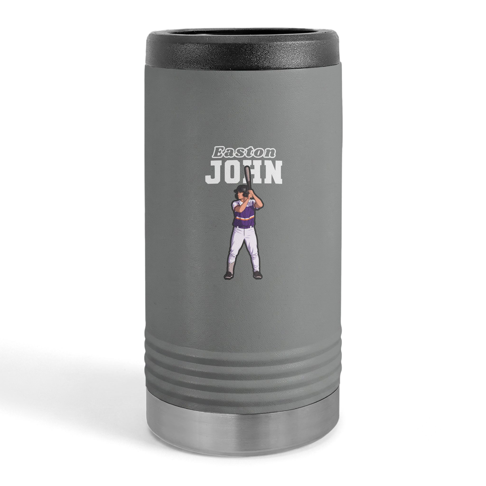 Slim Stainless Can Cooler — character_name_arch in Grey