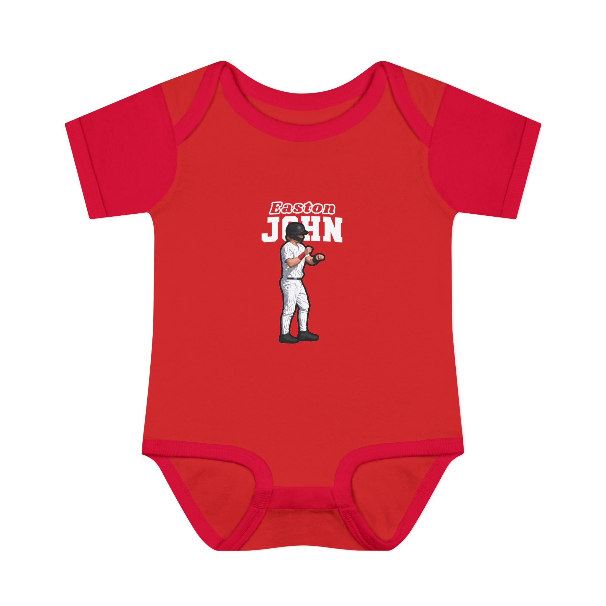 Baby Onesie — character_name_arch in Red