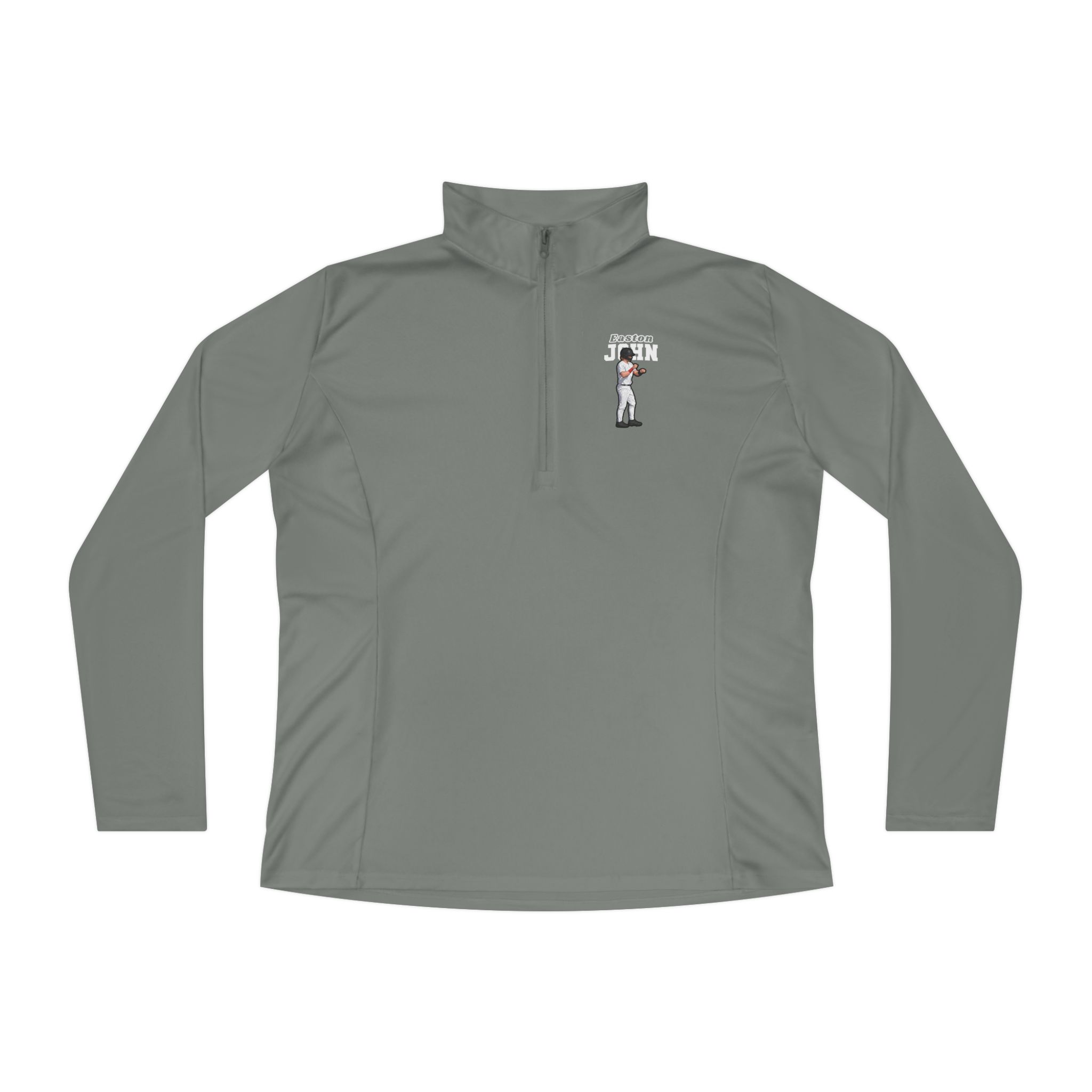 Women's Q-Zip Pullover — character_name_arch in Grey