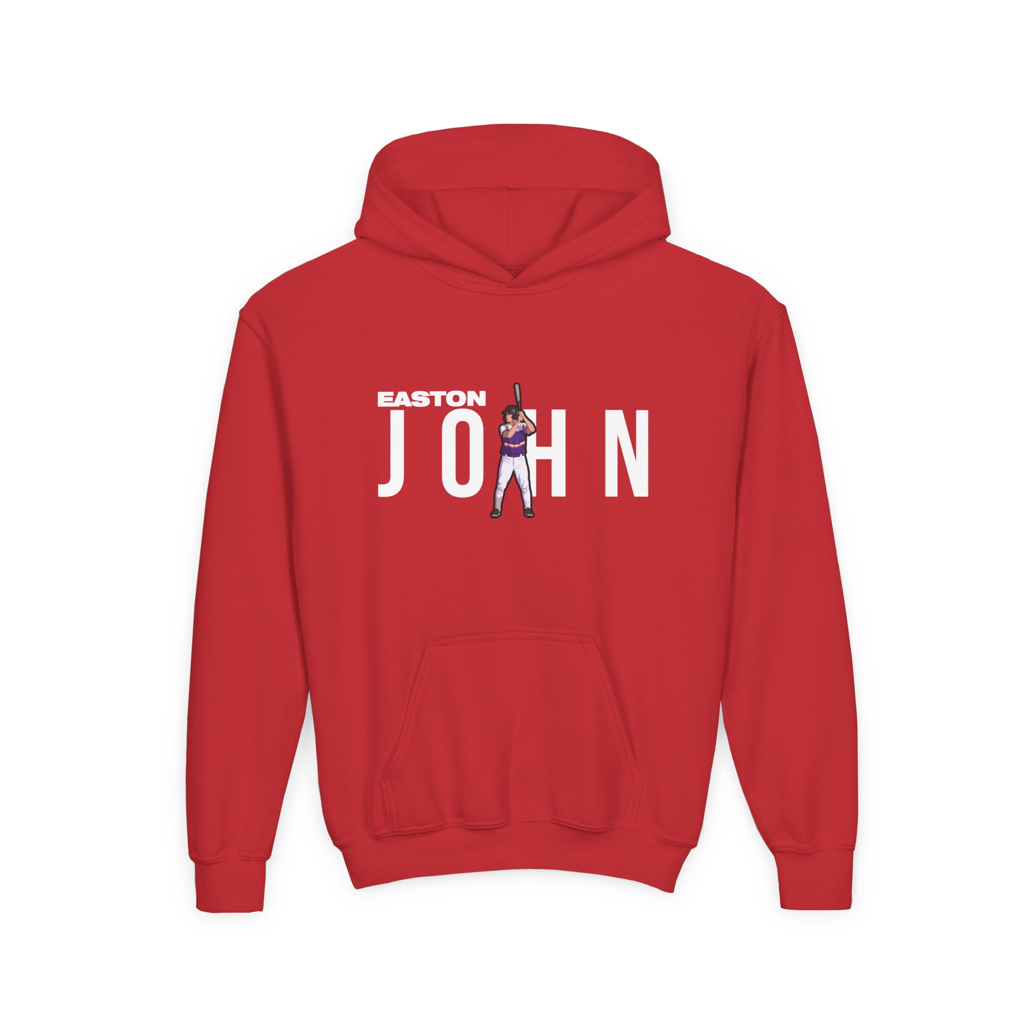 Youth Hoodie — character_player_name in Red