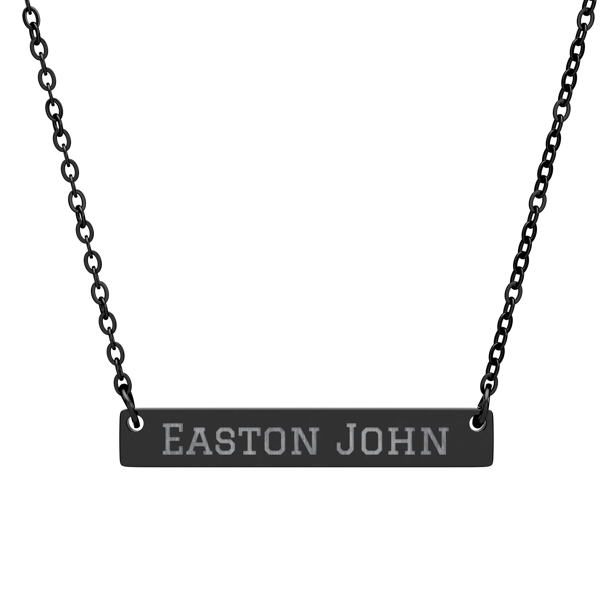 Engraved Bar Necklace — Classic in Black