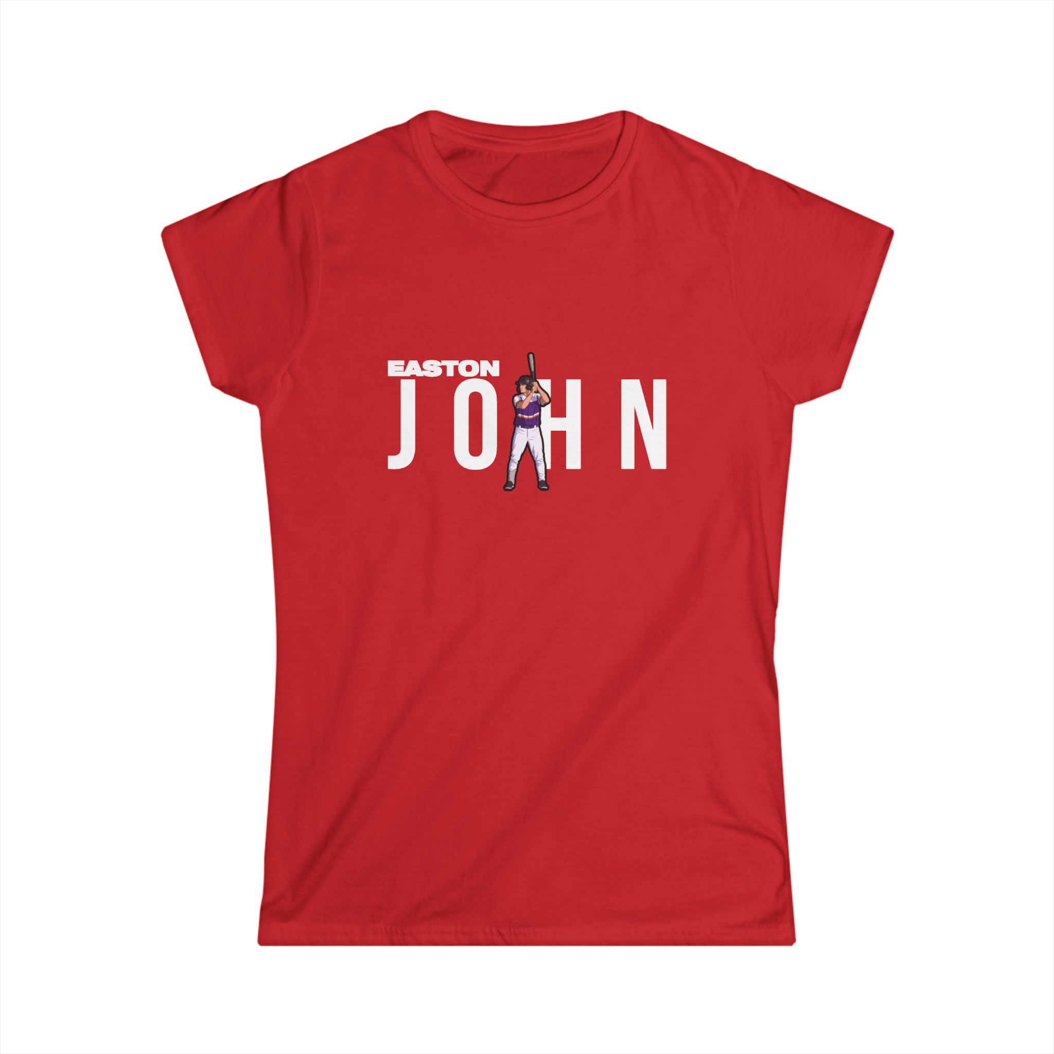 Women's Softstyle Tee — character_player_name in Red