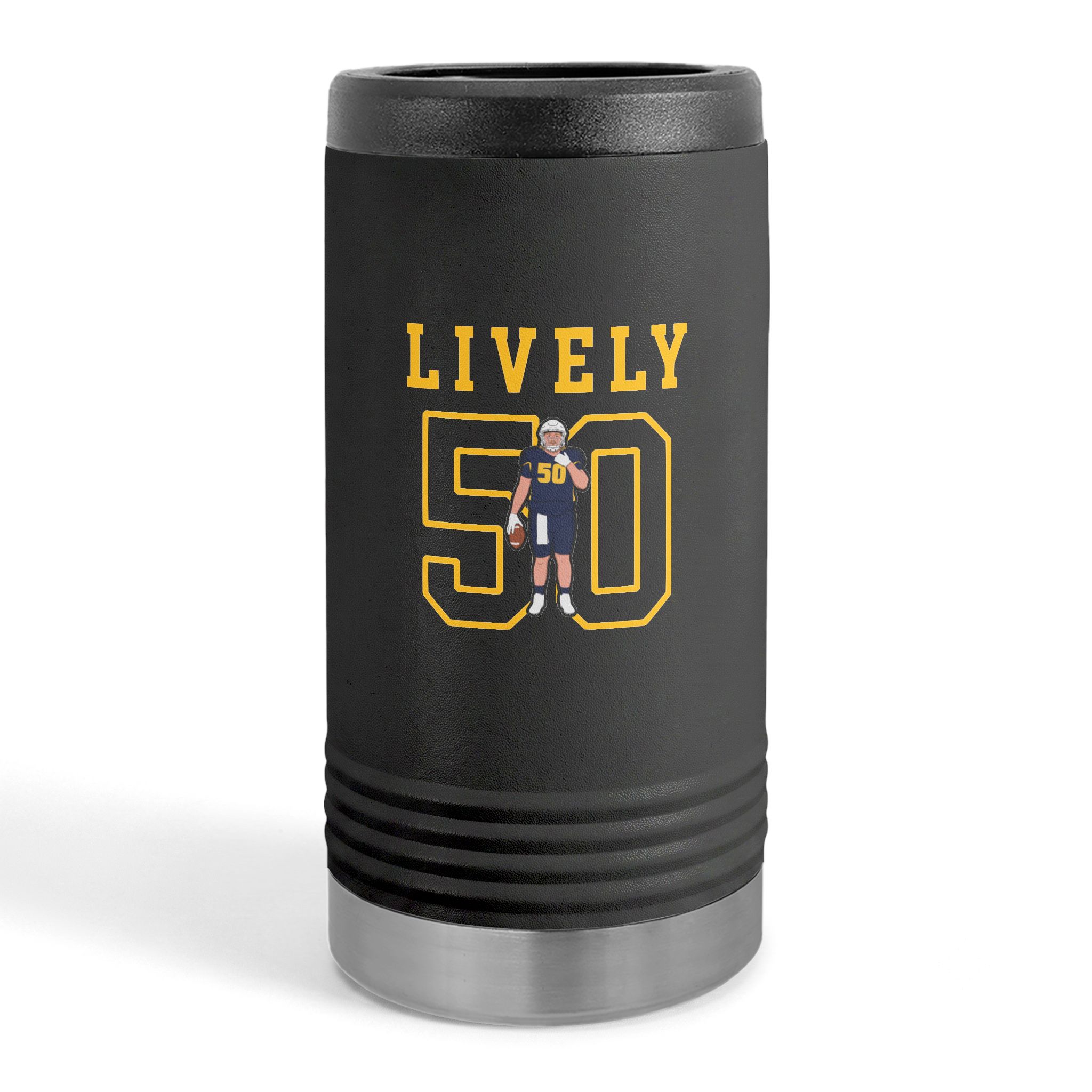 Slim Stainless Can Cooler — character_shirsey in Black