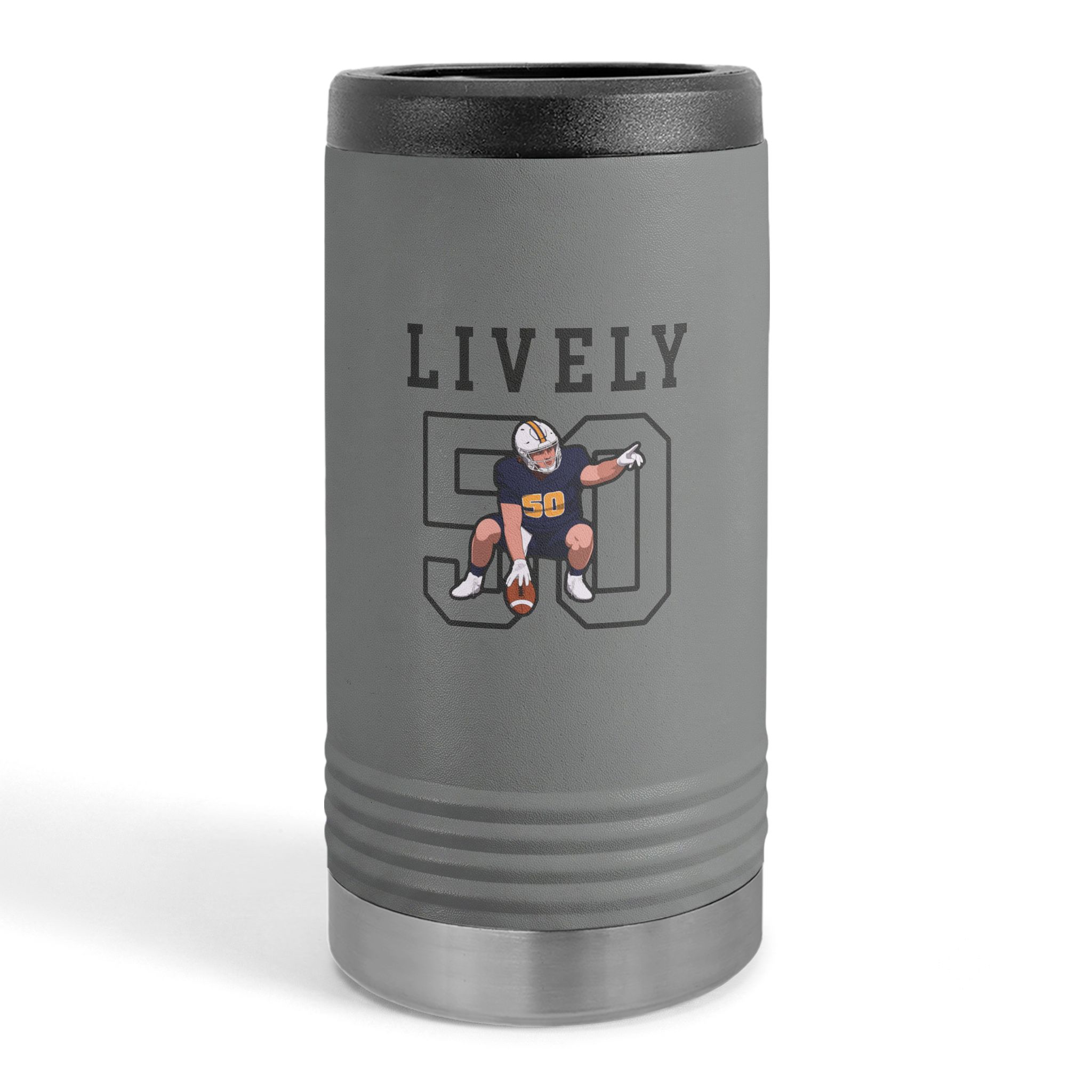 Slim Stainless Can Cooler — character_shirsey in Grey