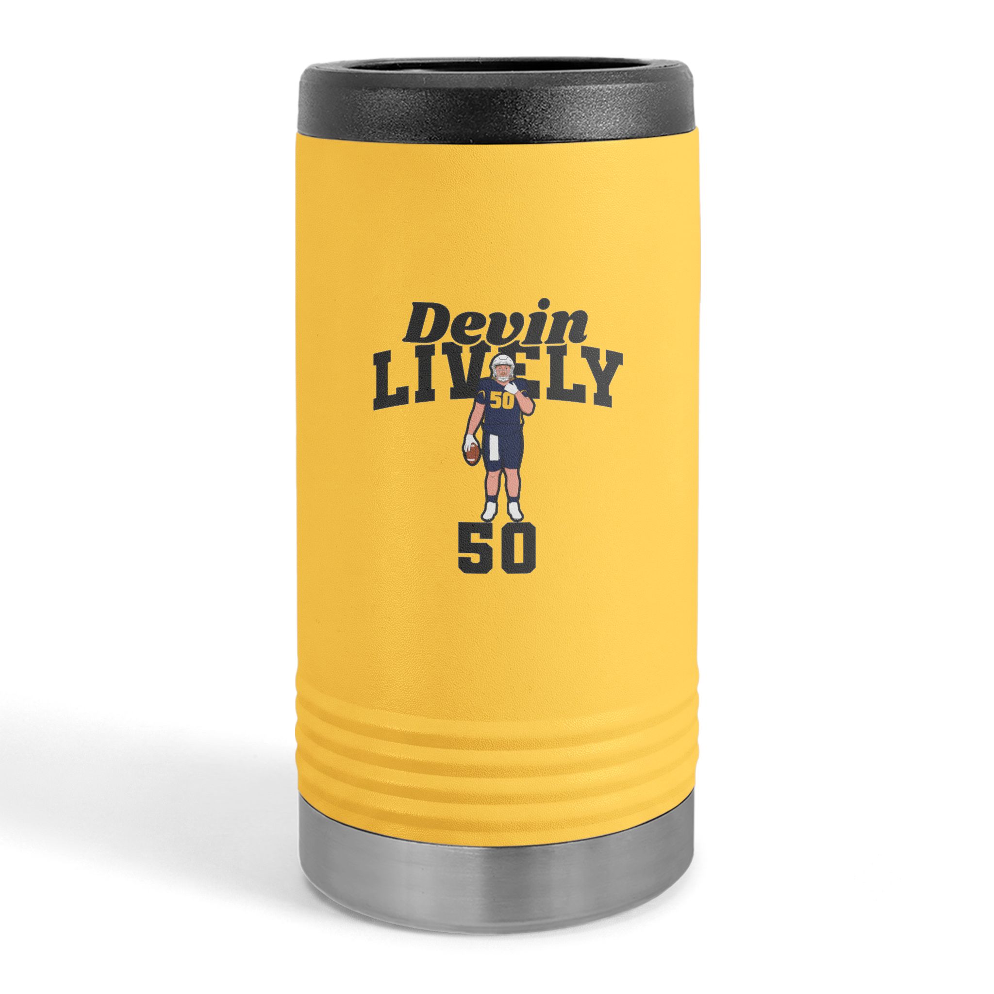Slim Stainless Can Cooler — character_signature_arch in Yellow