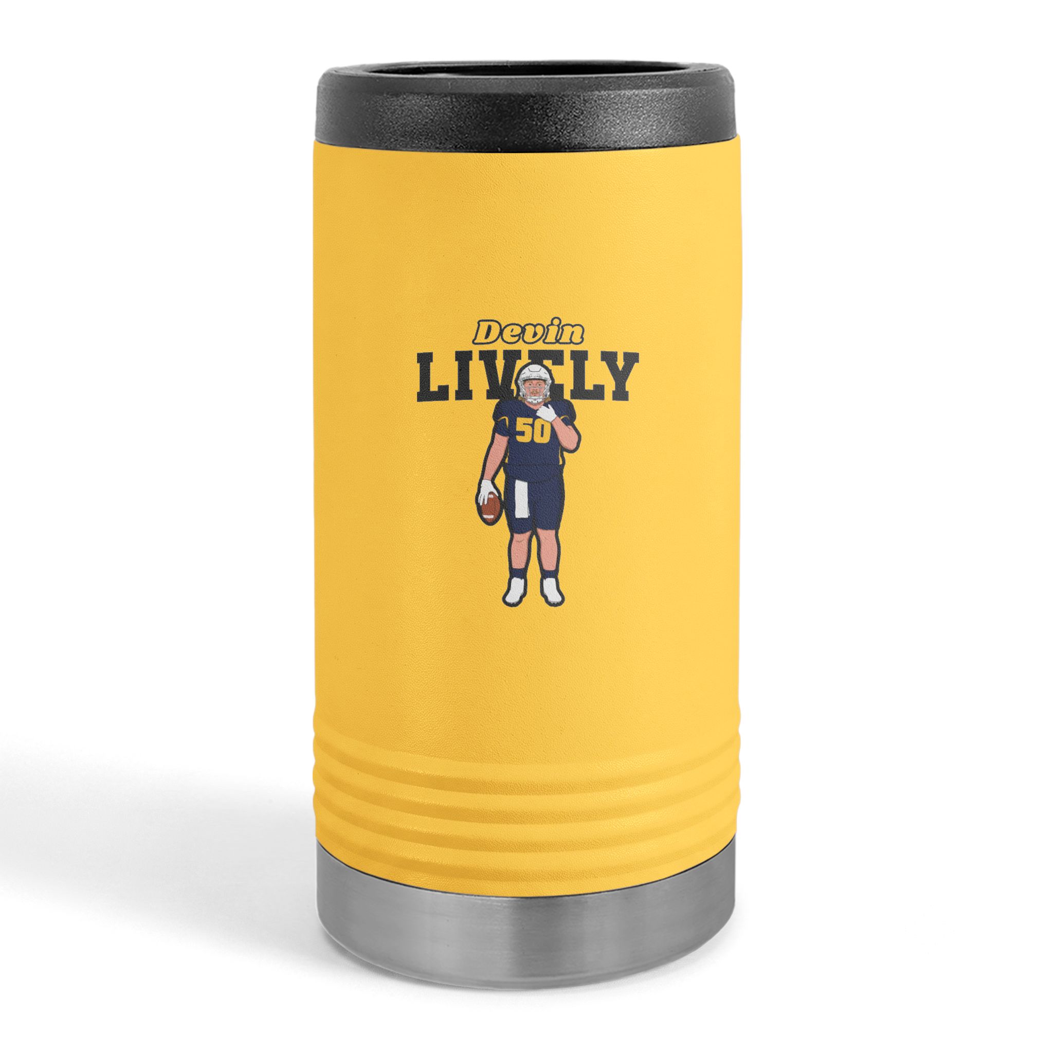 Slim Stainless Can Cooler — character_name_arch in Yellow