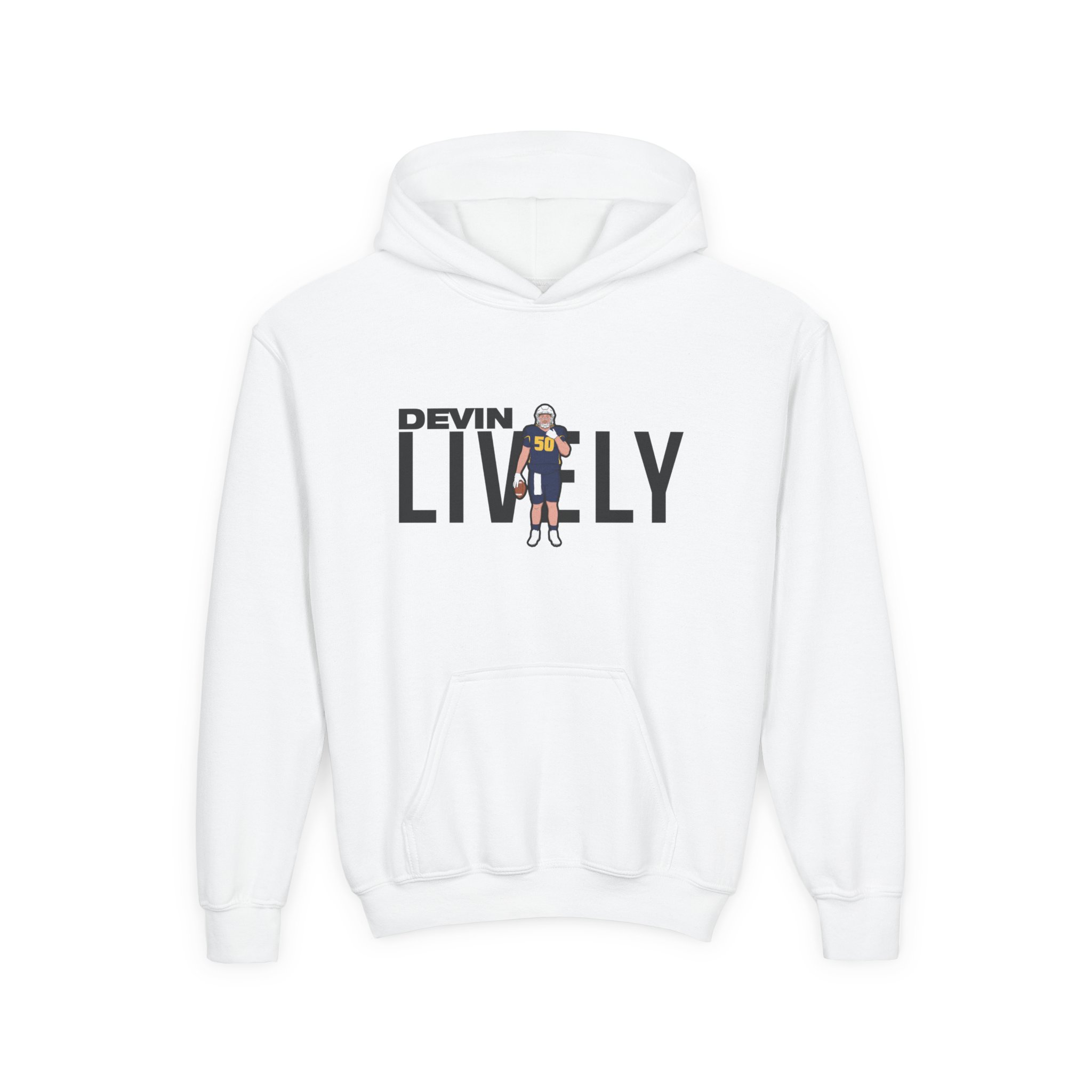 Youth Hoodie — character_player_name in White