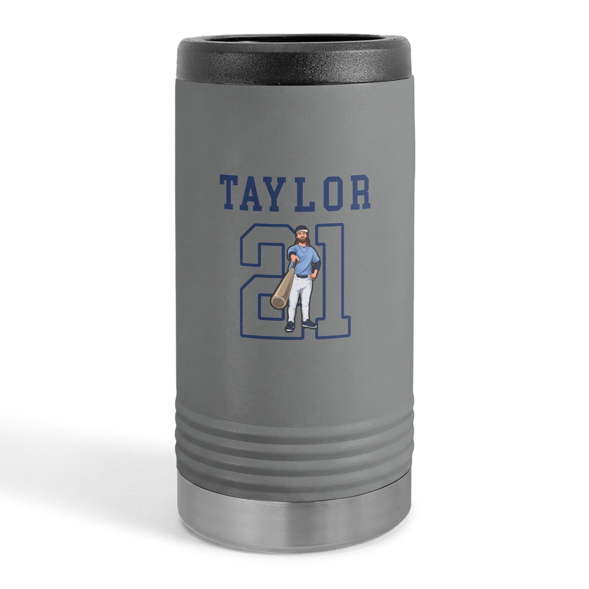 Slim Stainless Can Cooler — character_shirsey in Grey