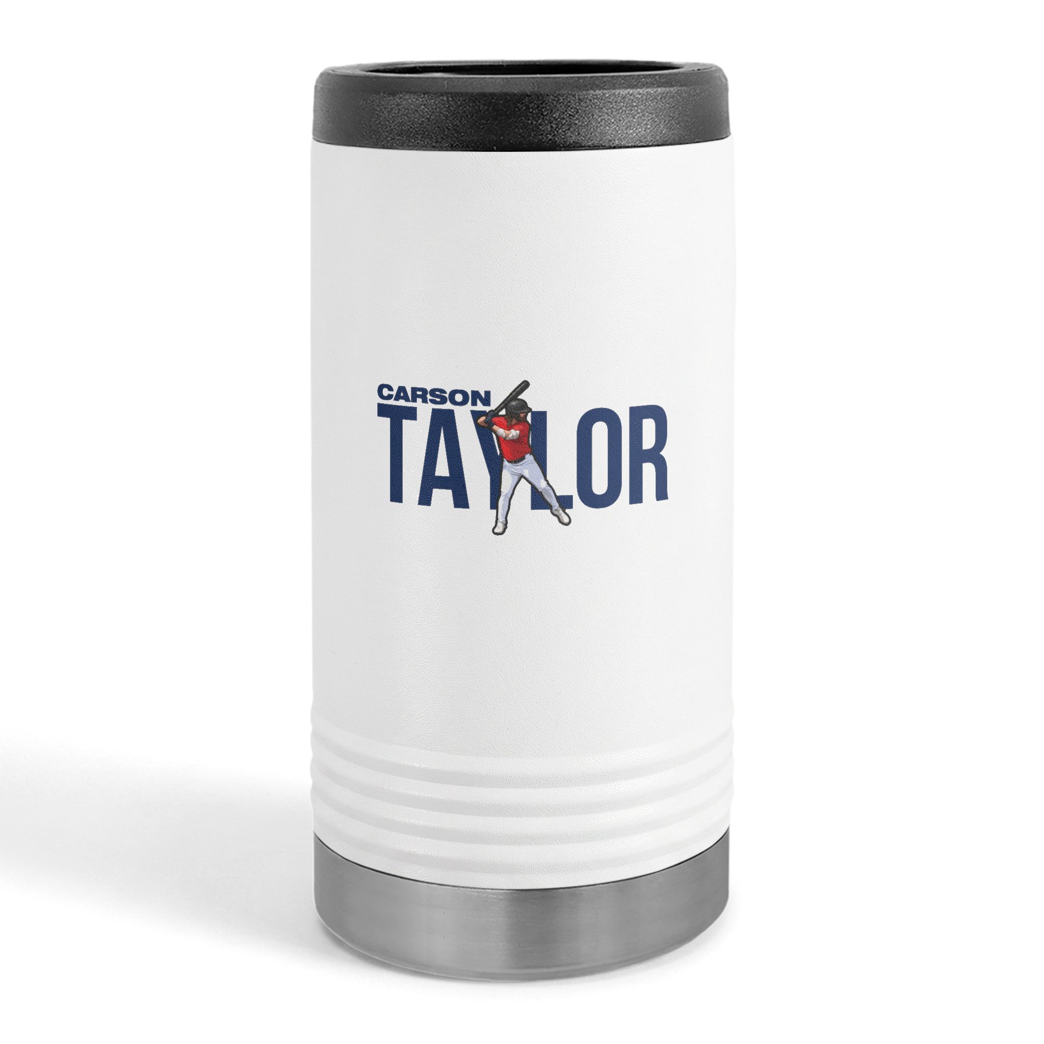 Slim Stainless Can Cooler — character_player_name in White