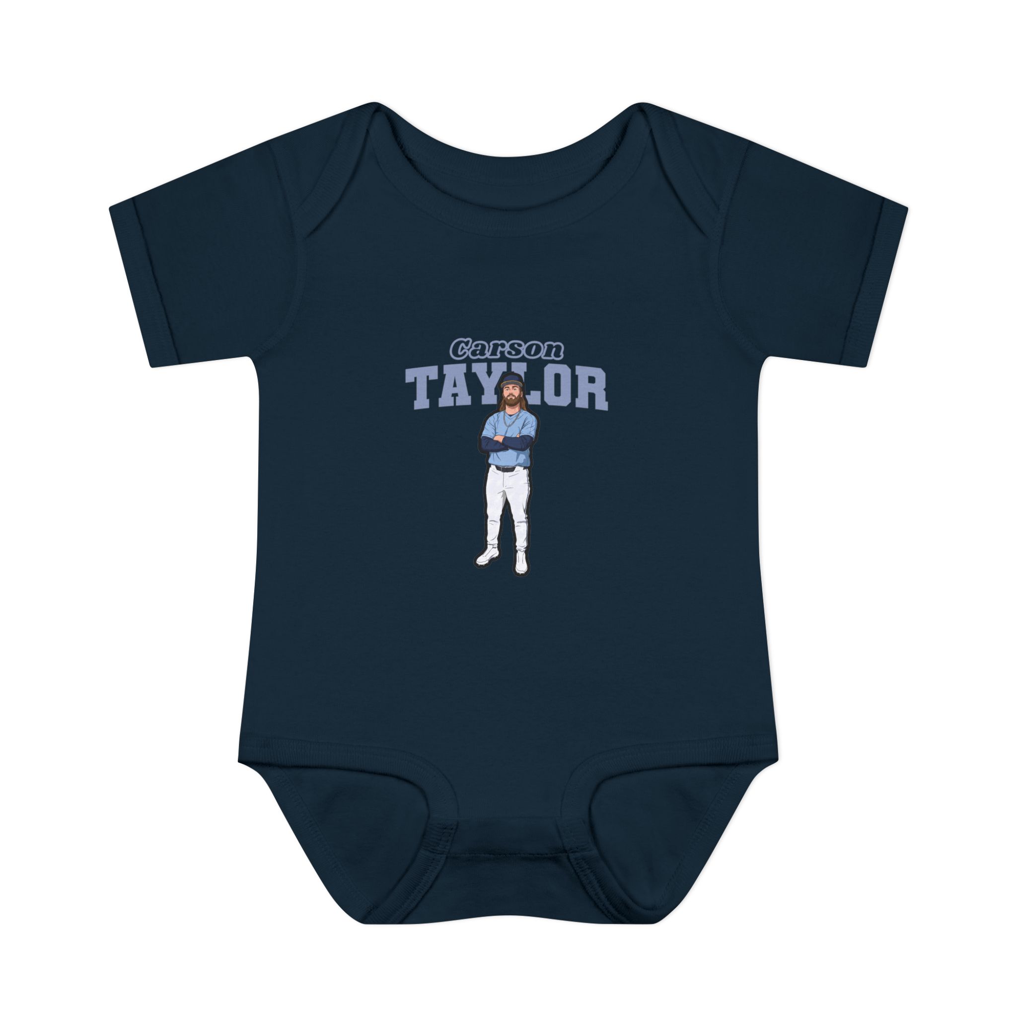 Baby Onesie — character_name_arch in Navy