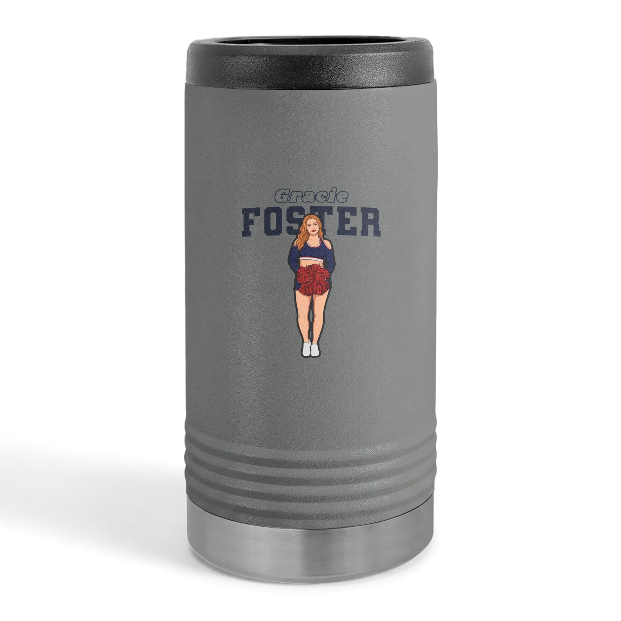 Slim Stainless Can Cooler — character_name_arch in Grey