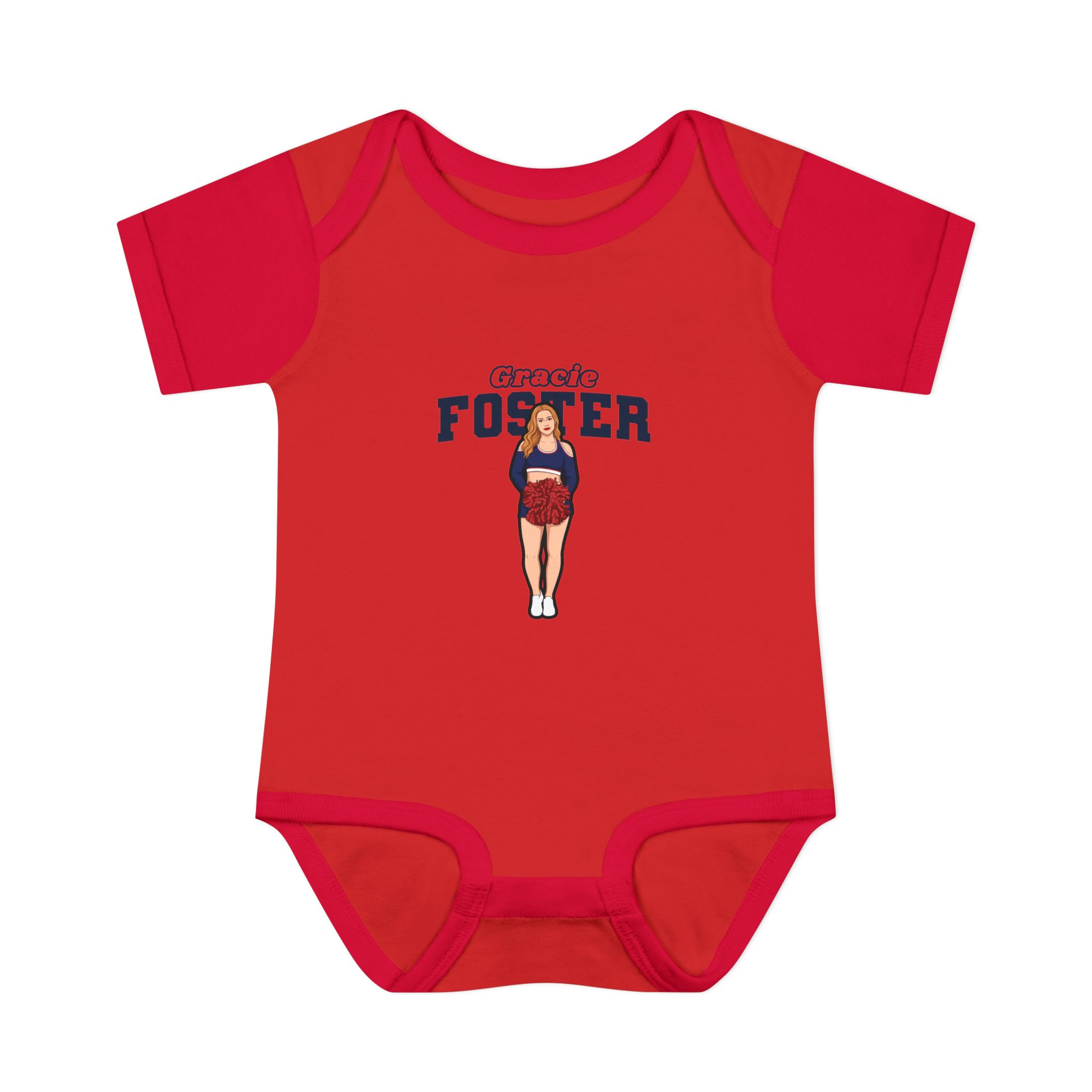Baby Onesie — character_name_arch in Red