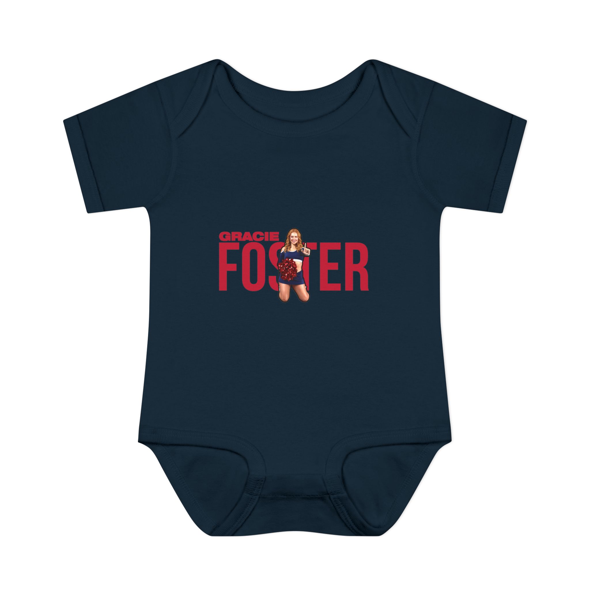 Baby Onesie — character_player_name in Navy