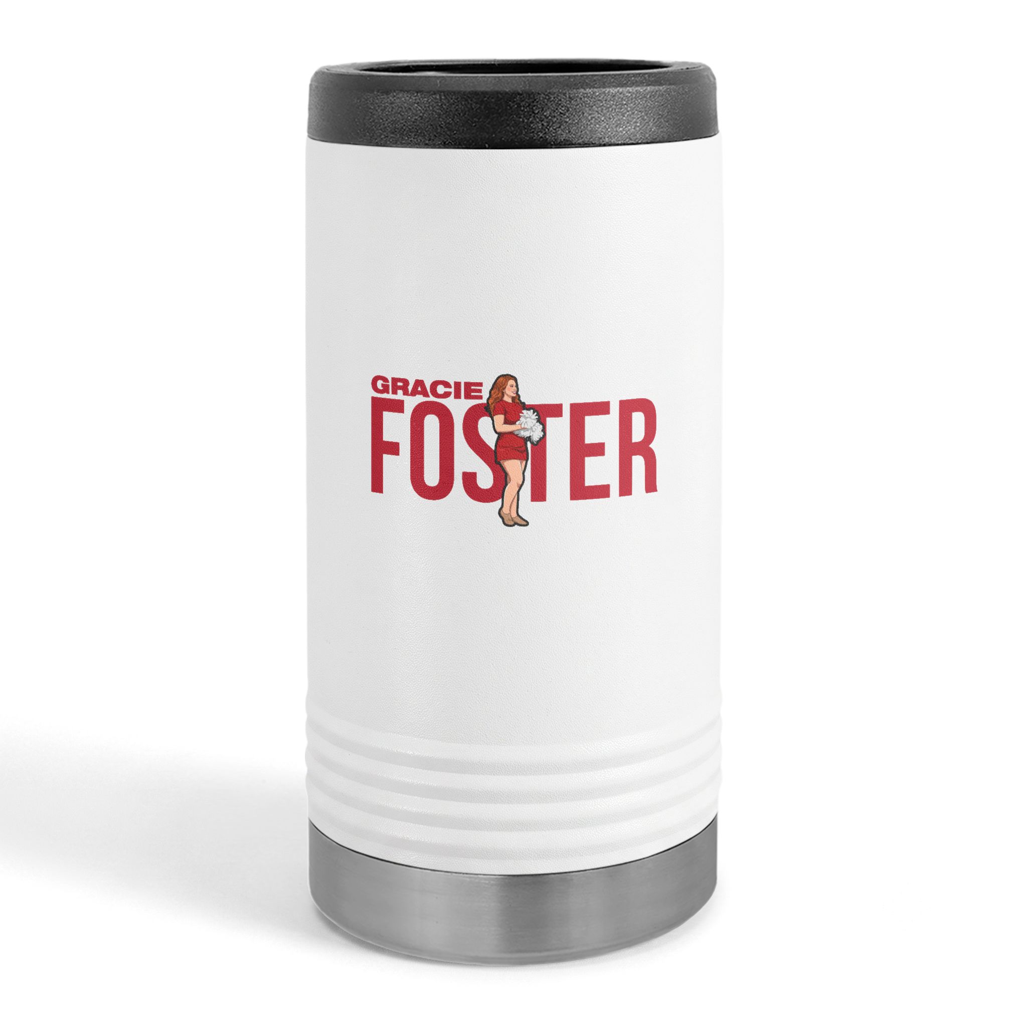 Slim Stainless Can Cooler — character_player_name in White