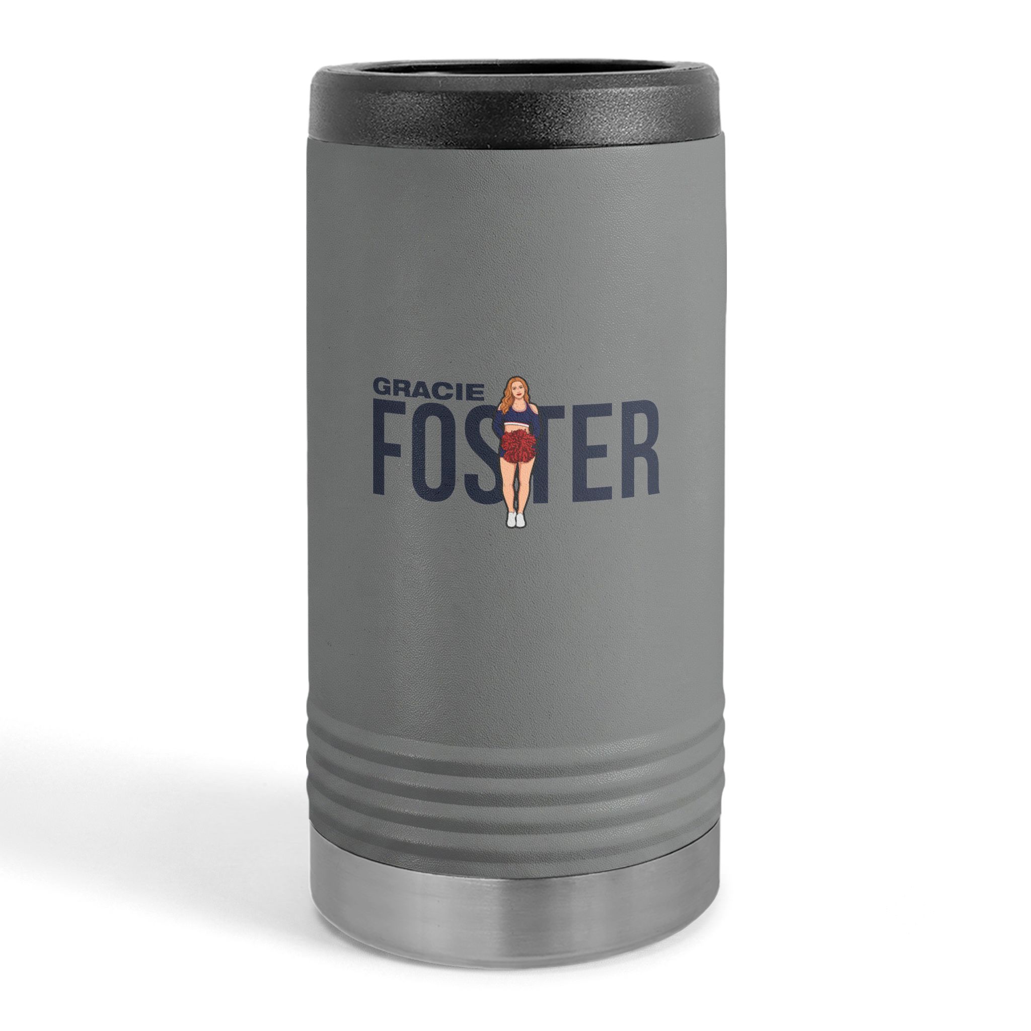 Slim Stainless Can Cooler — character_player_name in Grey