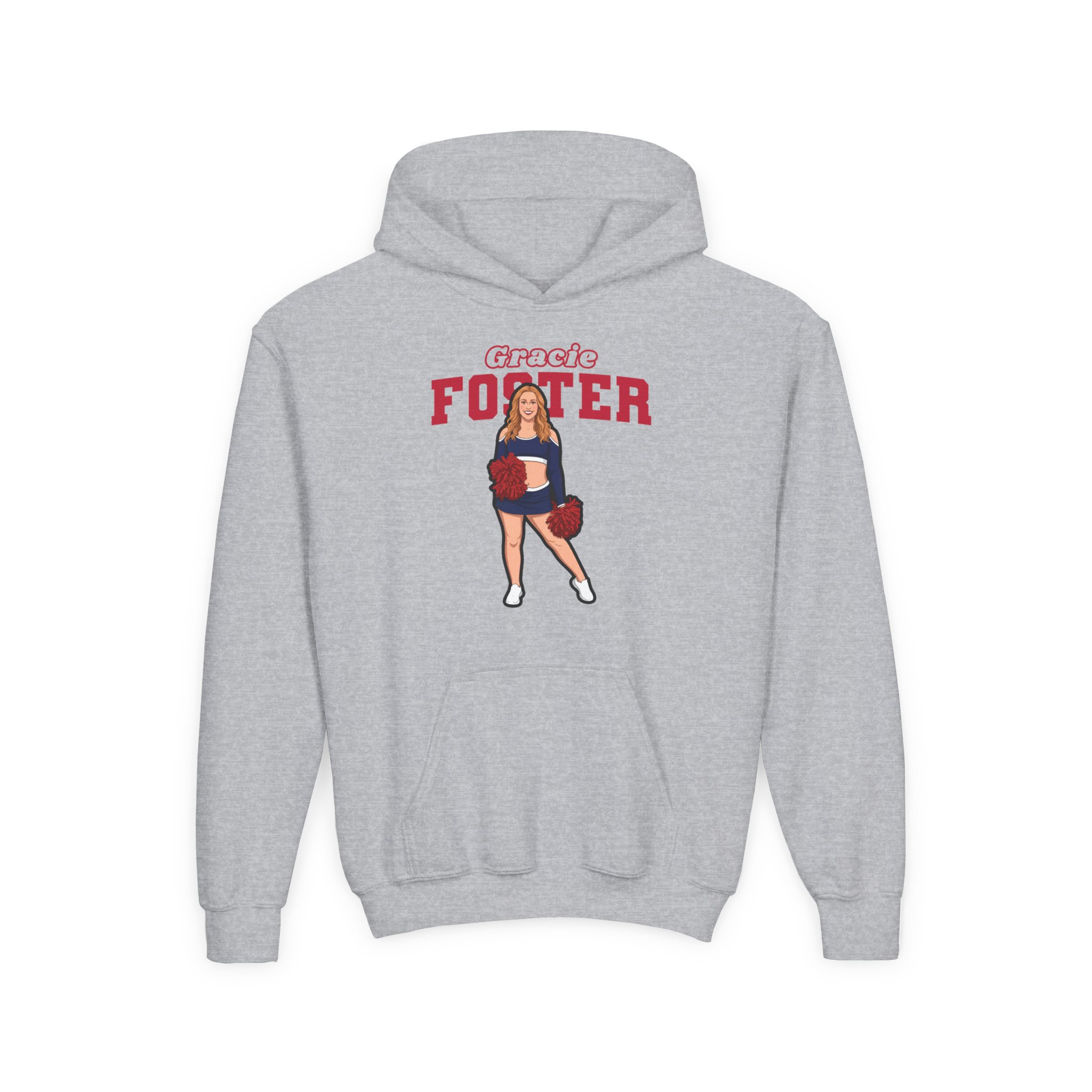 Youth Hoodie — character_name_arch in Grey